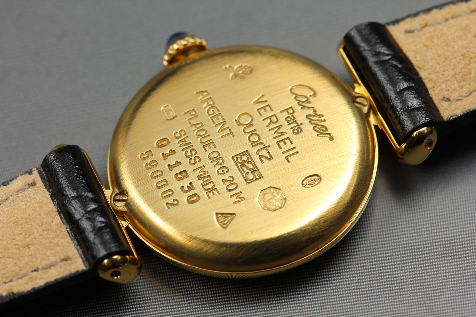 Cartier Must Colisee Vermeil 590002 Black Gold Women's Quartz Watch Vintage