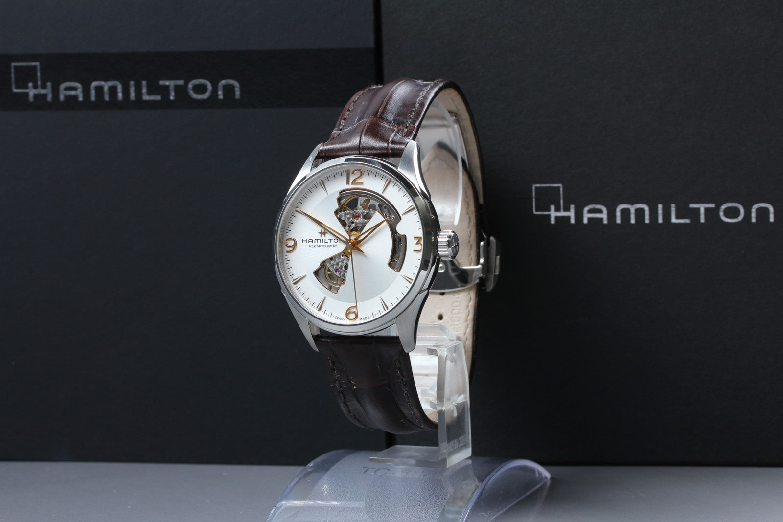 [Exc+5 Box] HAMILTON Jazzmaster H327050 Open Heart Brown Automatic Men's Watch