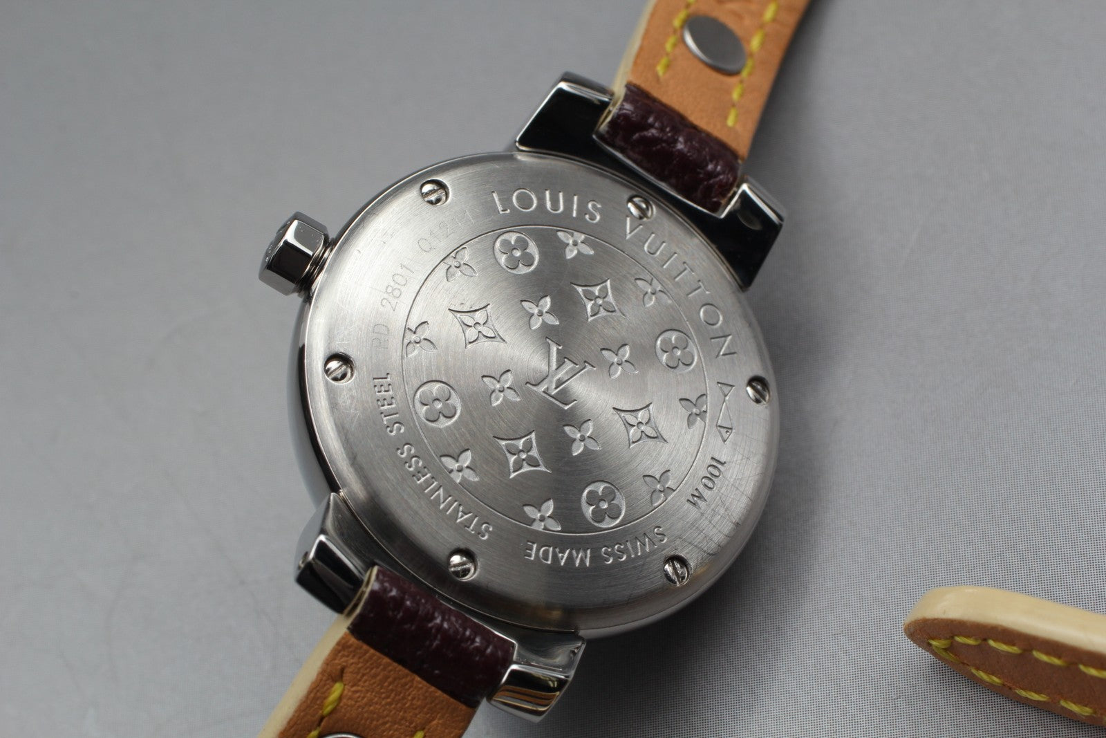 [ Exc+5 Box] Louis Vuitton Tambour Q1211 27mm Brown Women's Quartz Watch JAPAN