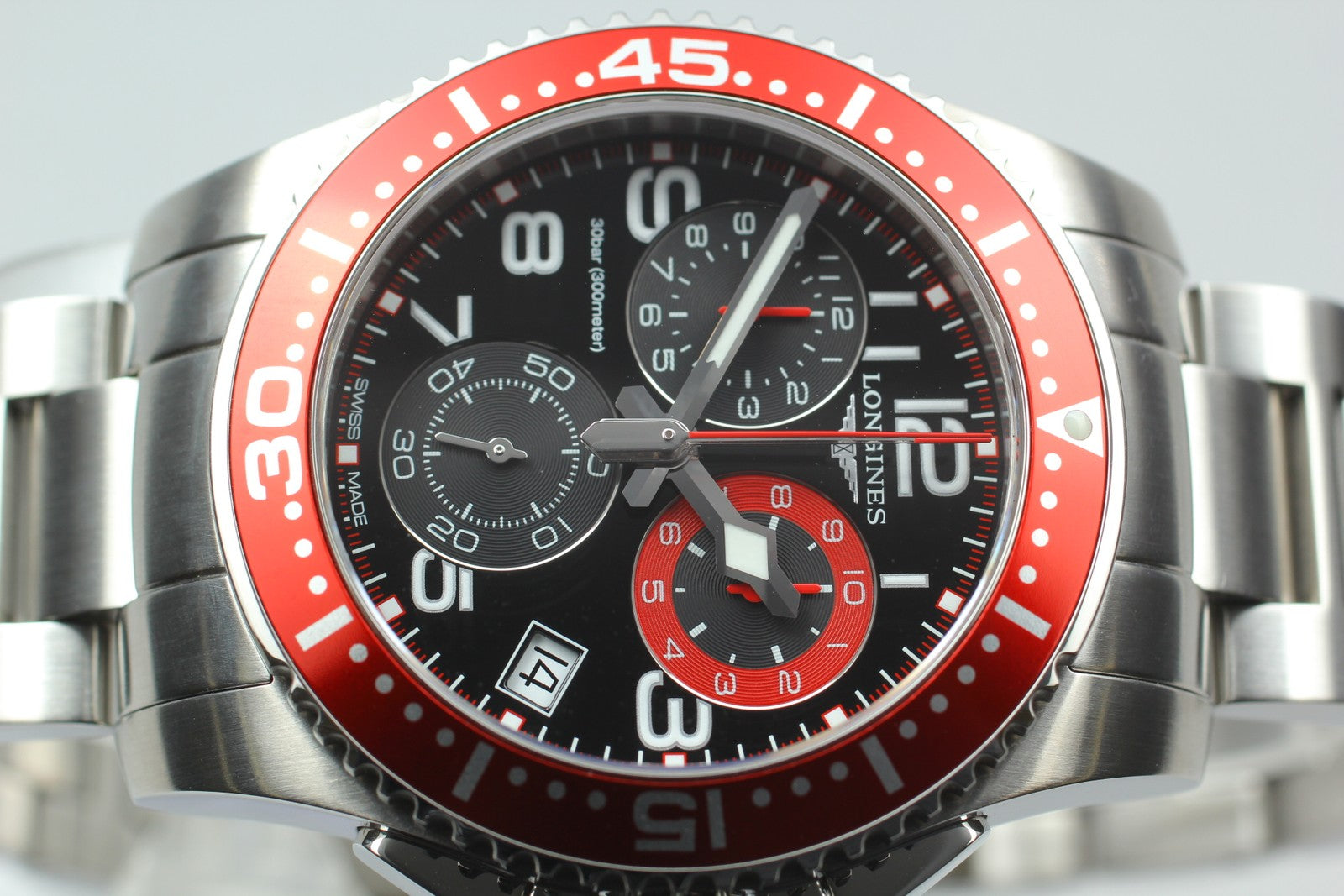 LONGINES Admiral L3.690.4 Chronograph Black Dial Quartz Men's Watch 40mm JP Box