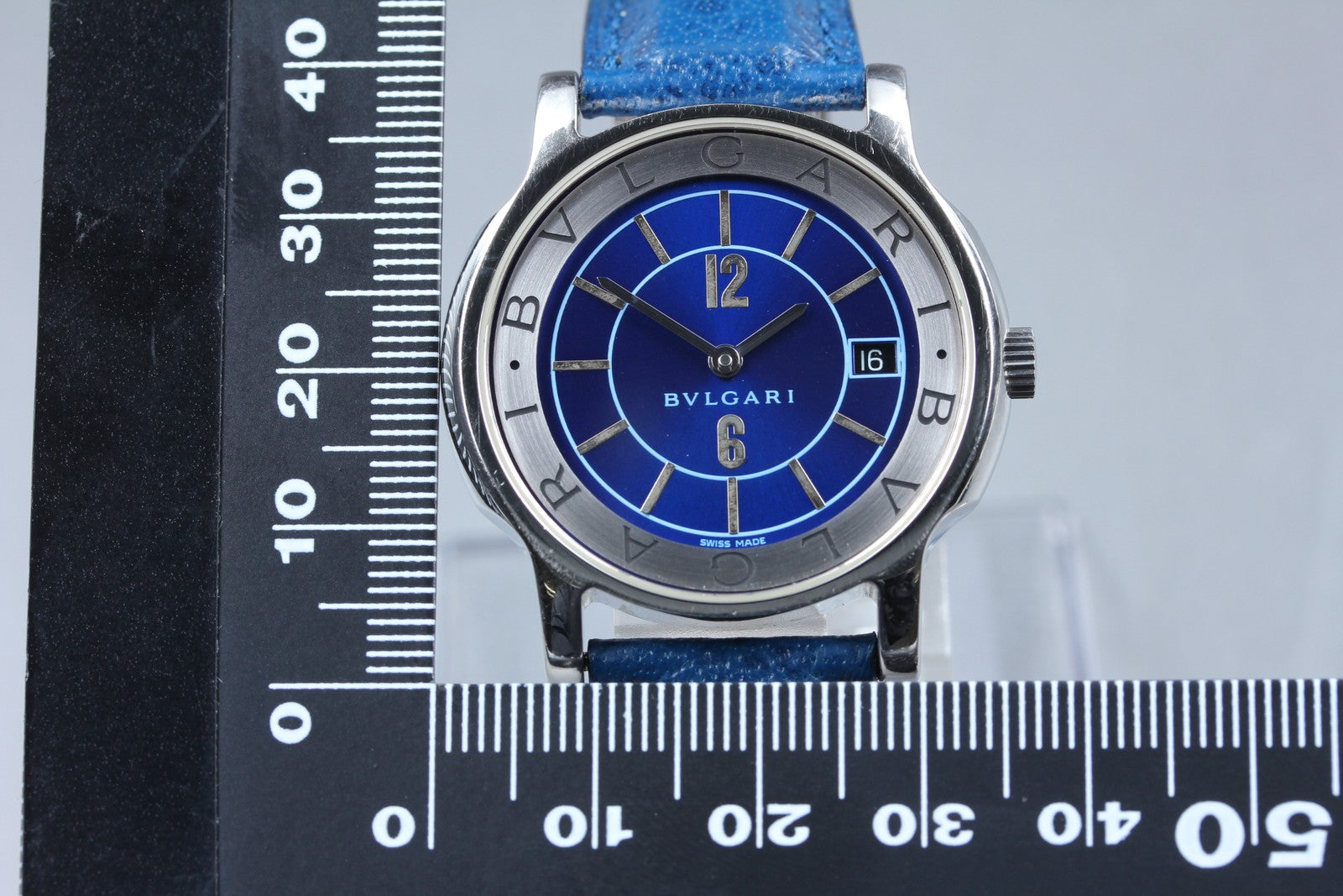 [Exc+5 Box] BVLGARI Solotempo ST35S 35mm Blue Dial Unisex Quartz Watch