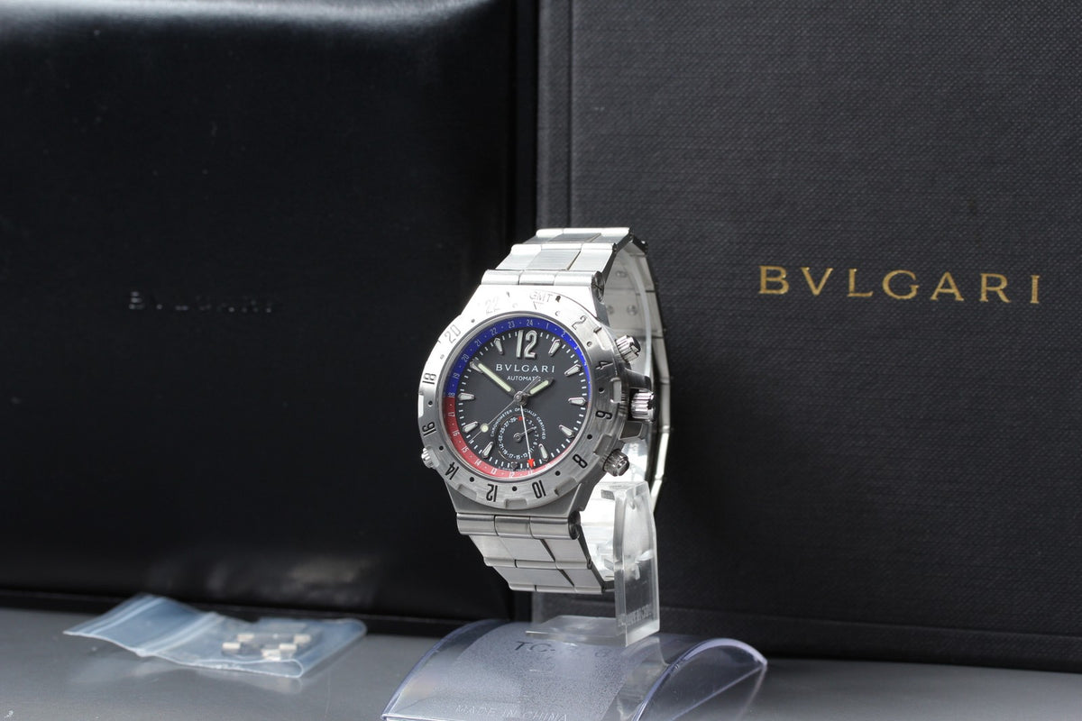 BVLGARI Diagono Professional GMT40S Automatic Black Men's Watch 40mm JAPAN Box