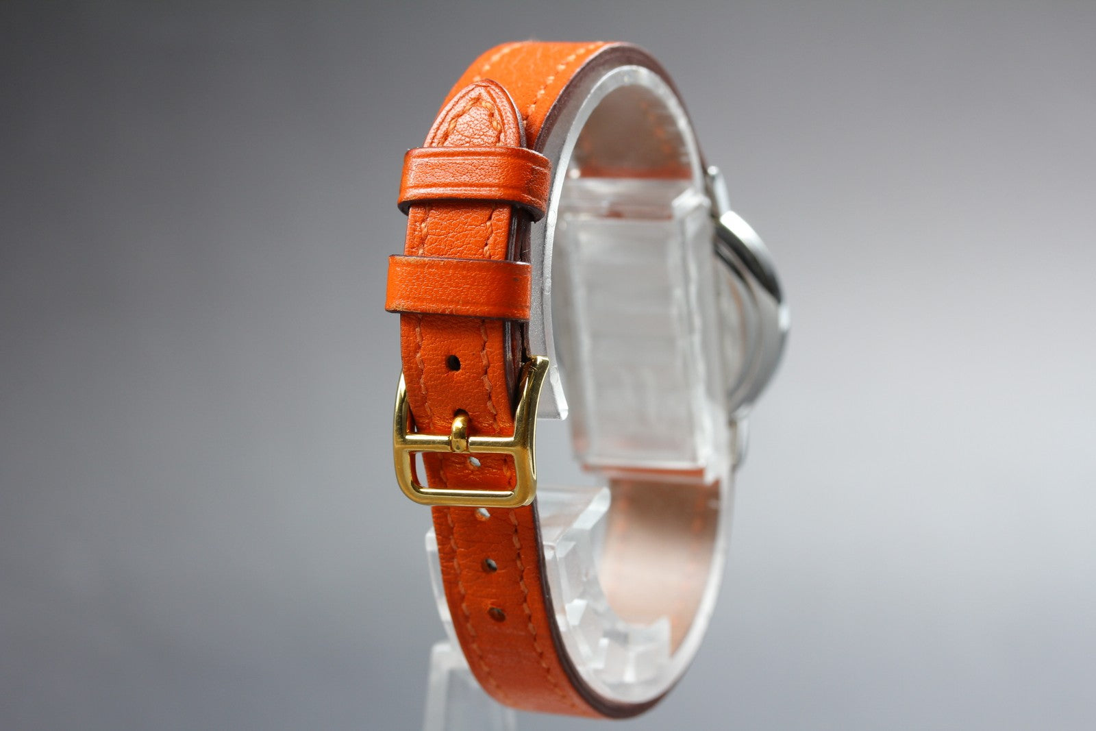 Vintage HERMES Meteor White Dial Orange "E" 24mm Woman's Watch Quartz [w /Box]