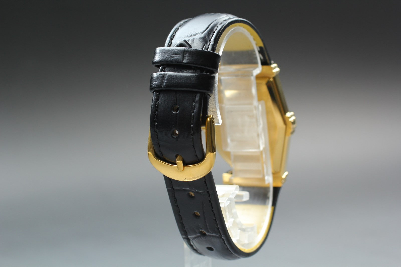 Vintage Jean d'eve Sectora Gold 30mm Black Unisex Quartz Watch JAPAN