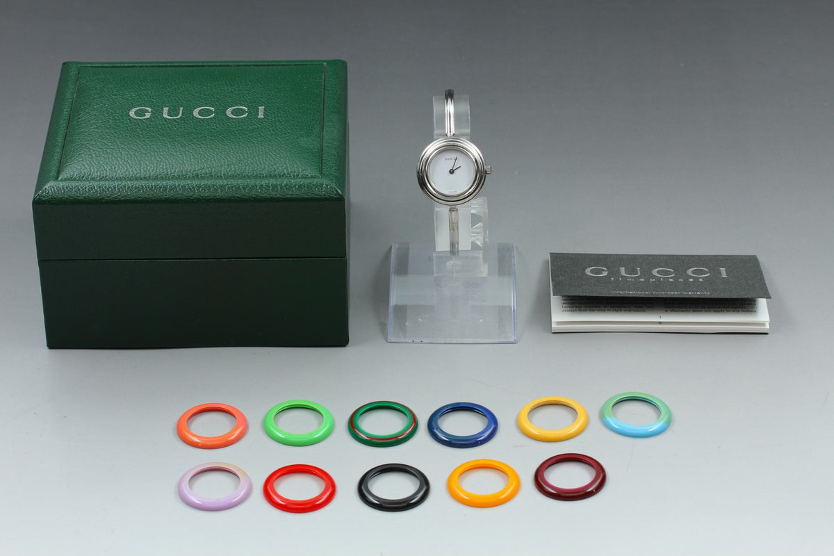 GUCCI Change Bezel 11/12.2L 12Color Quartz Silver Women's Watch 26mm JAPAN Box