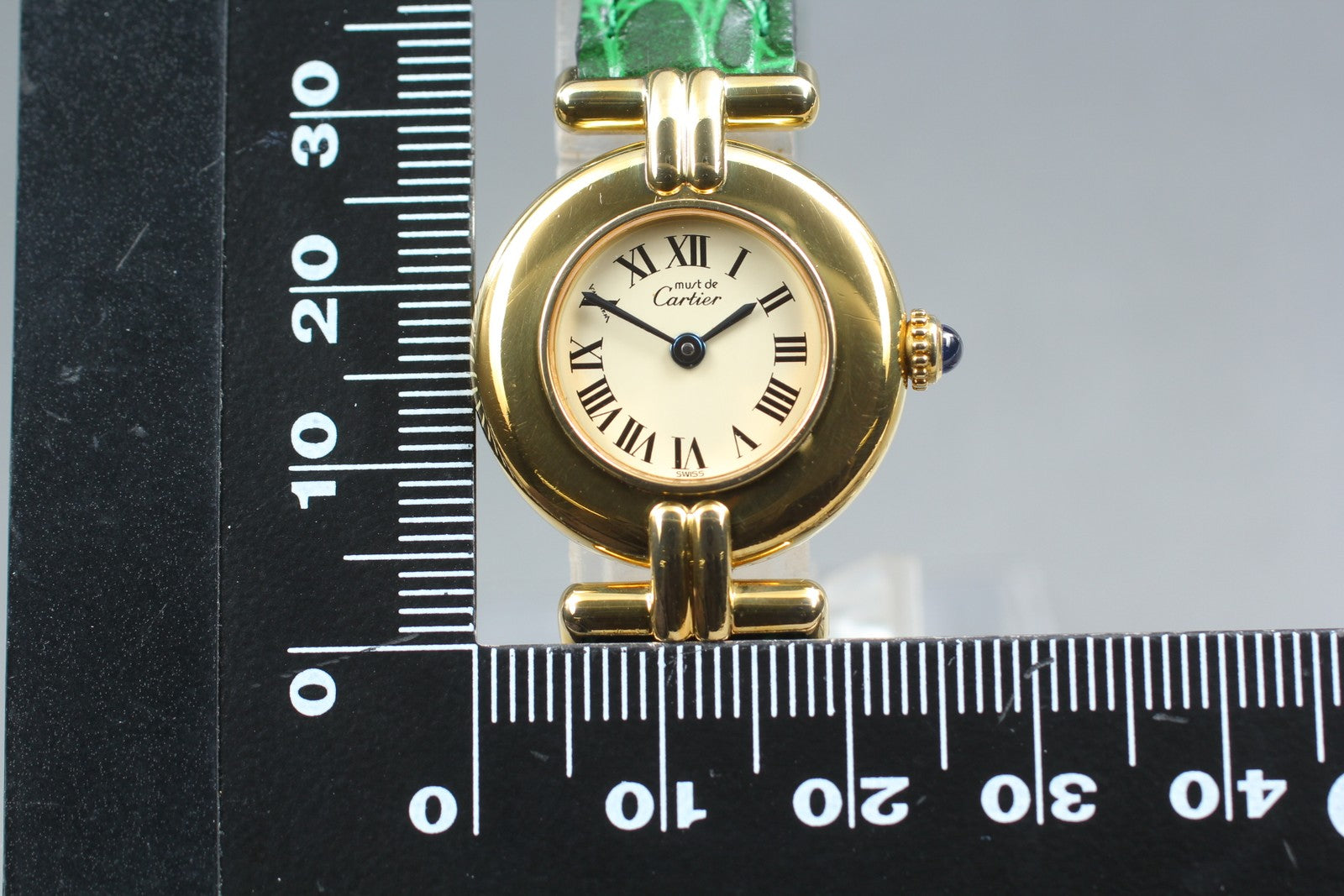 Vintage [Exc+5 Box] Cartier Must Colisee Vermeil 590002 Green Women's Qz Watch