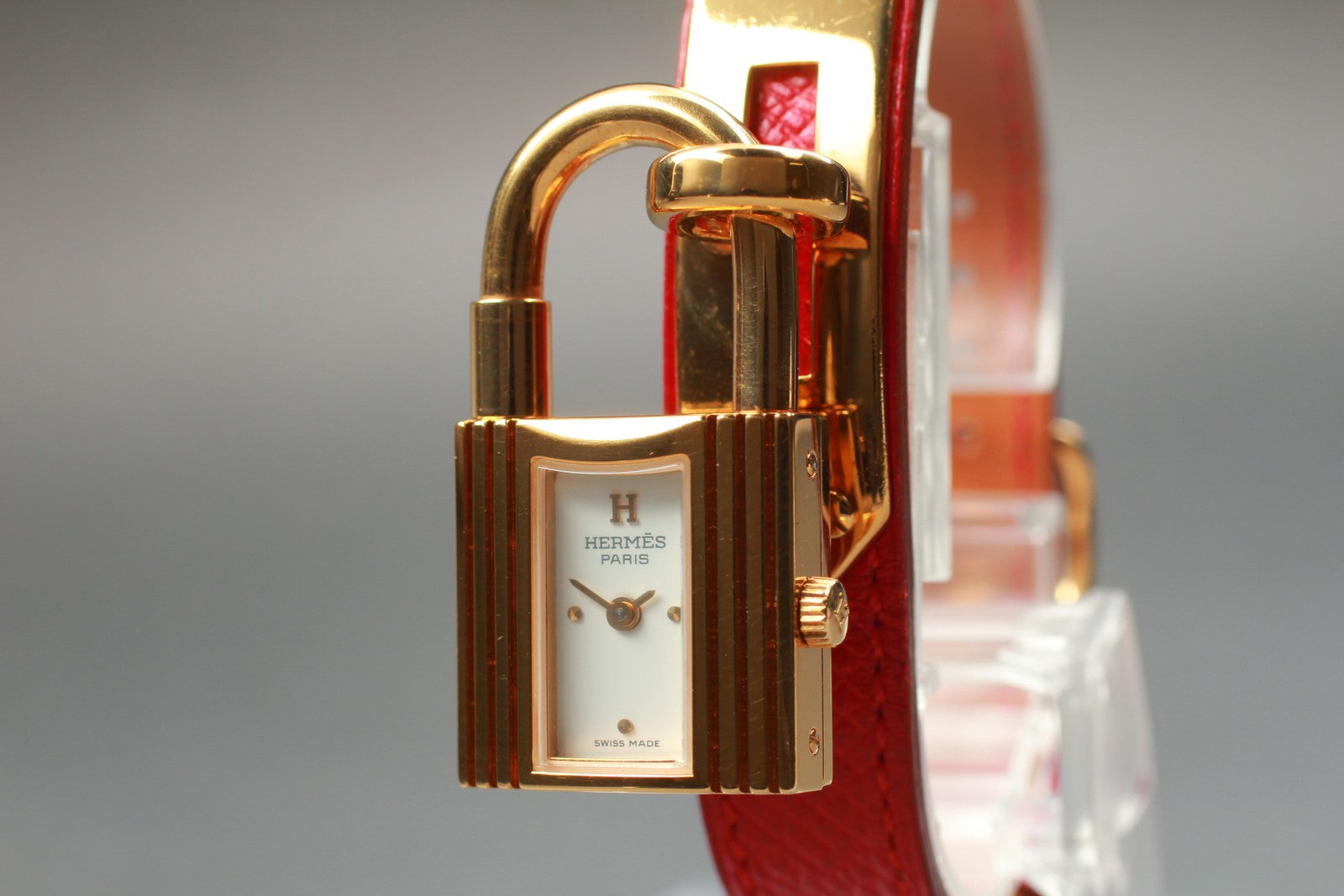 Vintage [Exc+5 Box] HERMES Kelly Watch Gold Red "B" Woman's Quartz Watch JAPAN