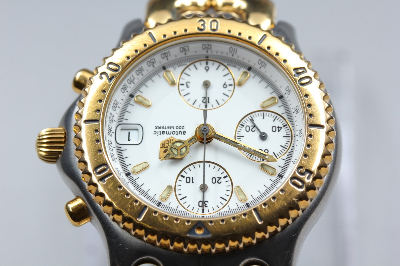 TAG HEUER SEL CG2120-R0 Automatic Chronograph White Men's Watch 38mm JAPAN Box