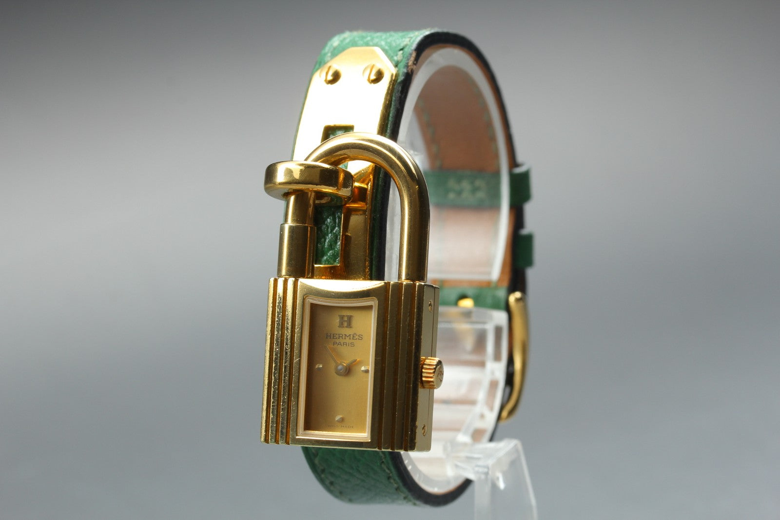 Vintage [Exc+5 Box] HERMES Kelly Watch Gold Green Woman's Quartz Watch JAPAN