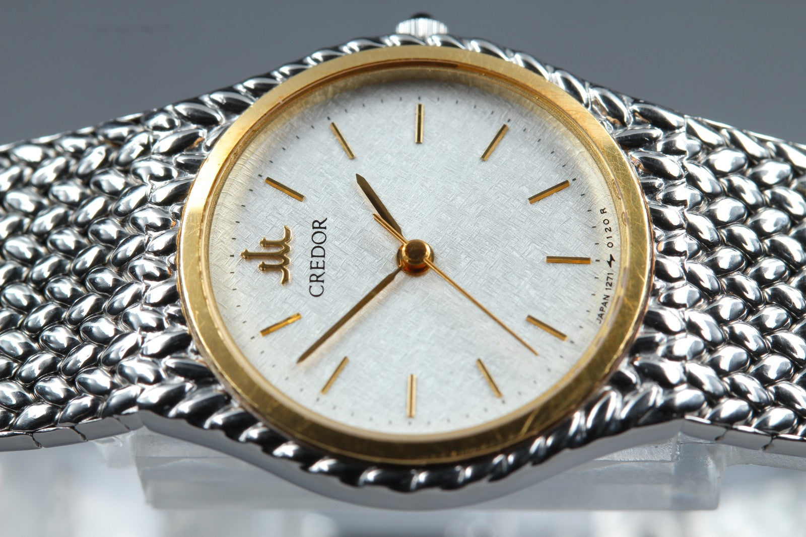 Vintage [Exc+5] SEIKO Credor 1271-0060 23mm Silver Gold Quartz Women's Watch
