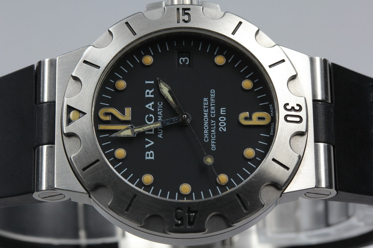 BVLGARI Diagono Scuba SD38S Black Dial Rubber 38mm Automatic Men's Watch [Box]