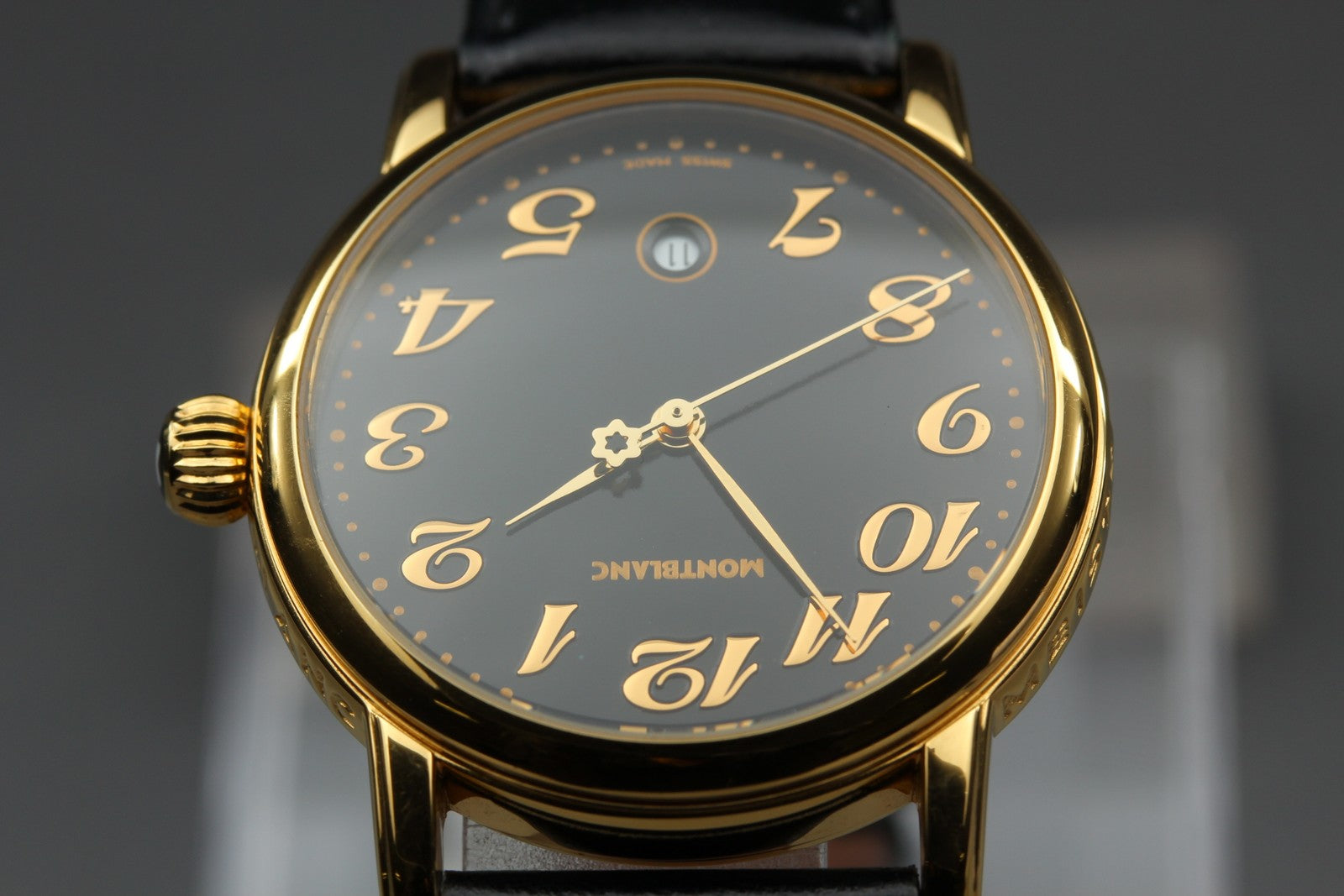 New Batt MONTBLANC Meisterstuck 7005 Quartz Black Men's Watch 31mm JAPAN Box