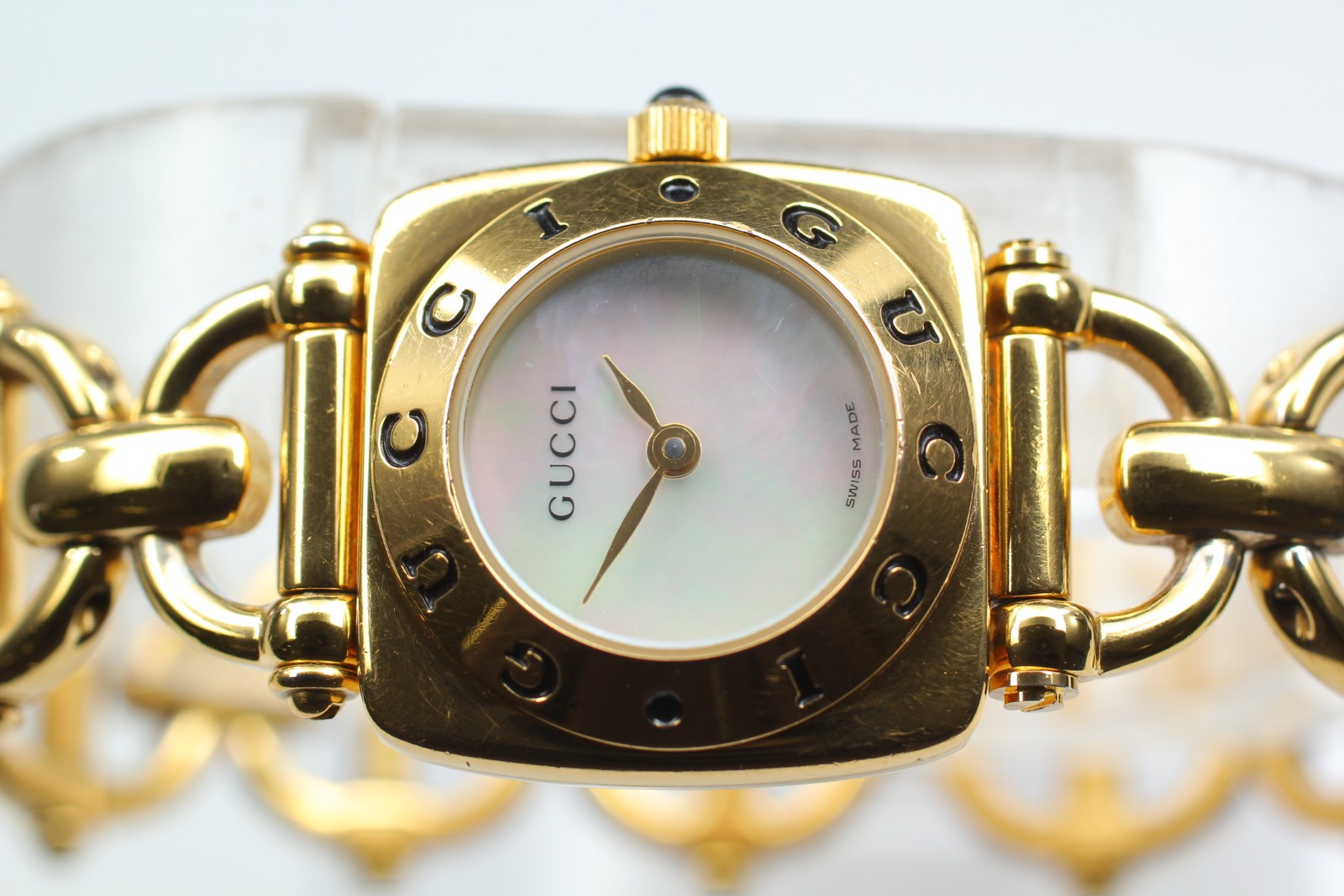 Vintage [Exc+5] GUCCI Horsebit 6400L White Dial Gold 20mm Woman's Quartz Watch
