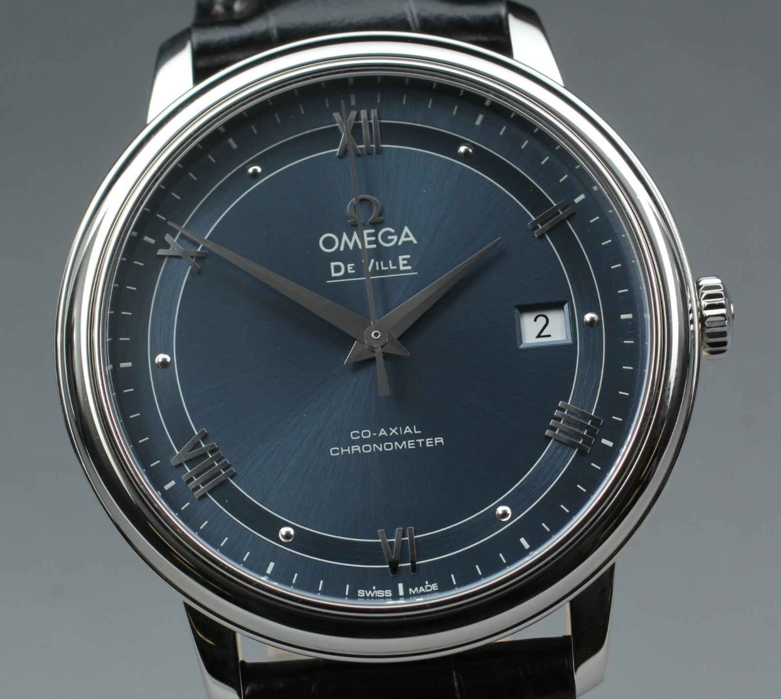 N MINT Box Omega De Ville Prestige 424.13.40.20.03.002 Co-Axial Blue Men's Watch