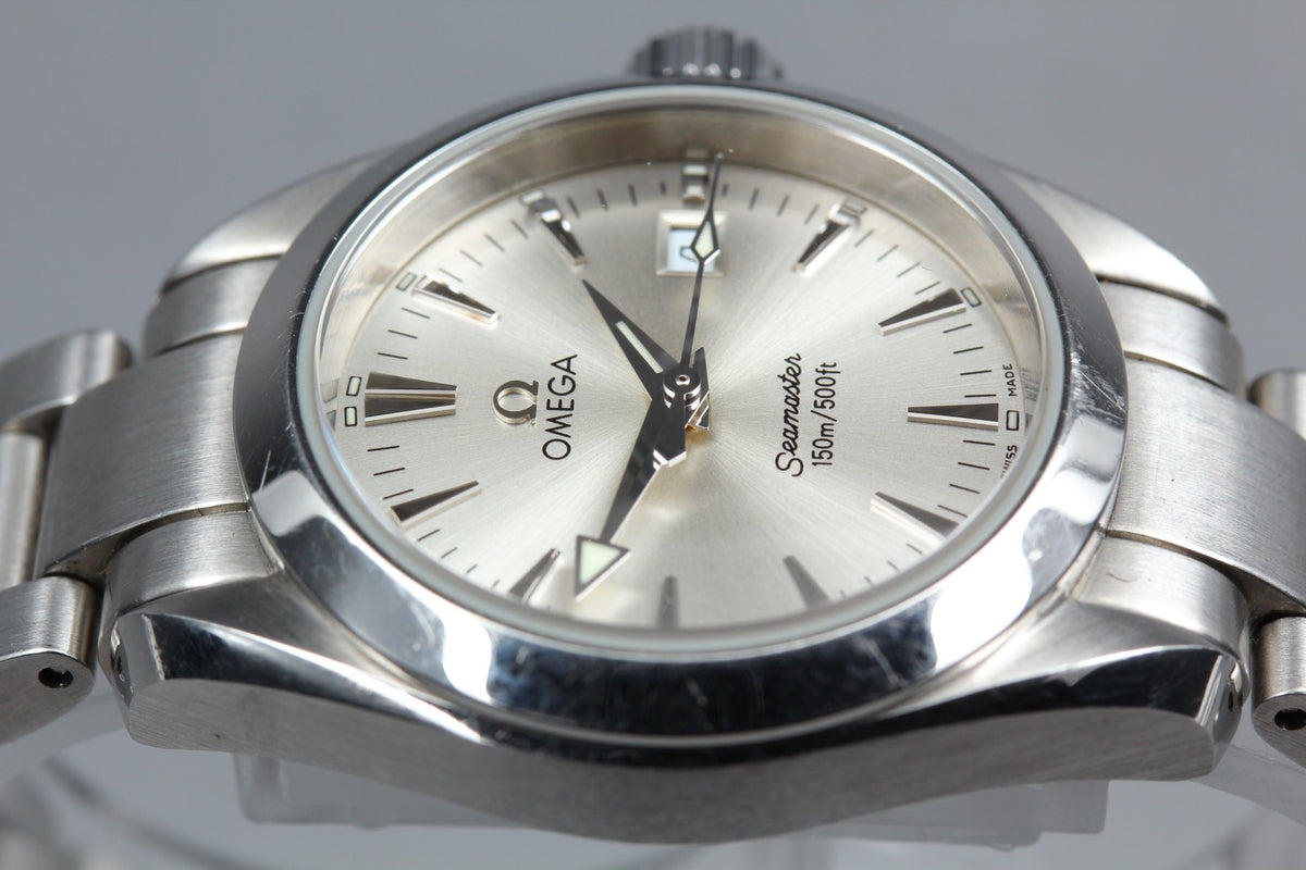 New Batt OMEGA Seamaster Aqua Terra 2577.30 Quartz Silver Women's Watch 29mm JP
