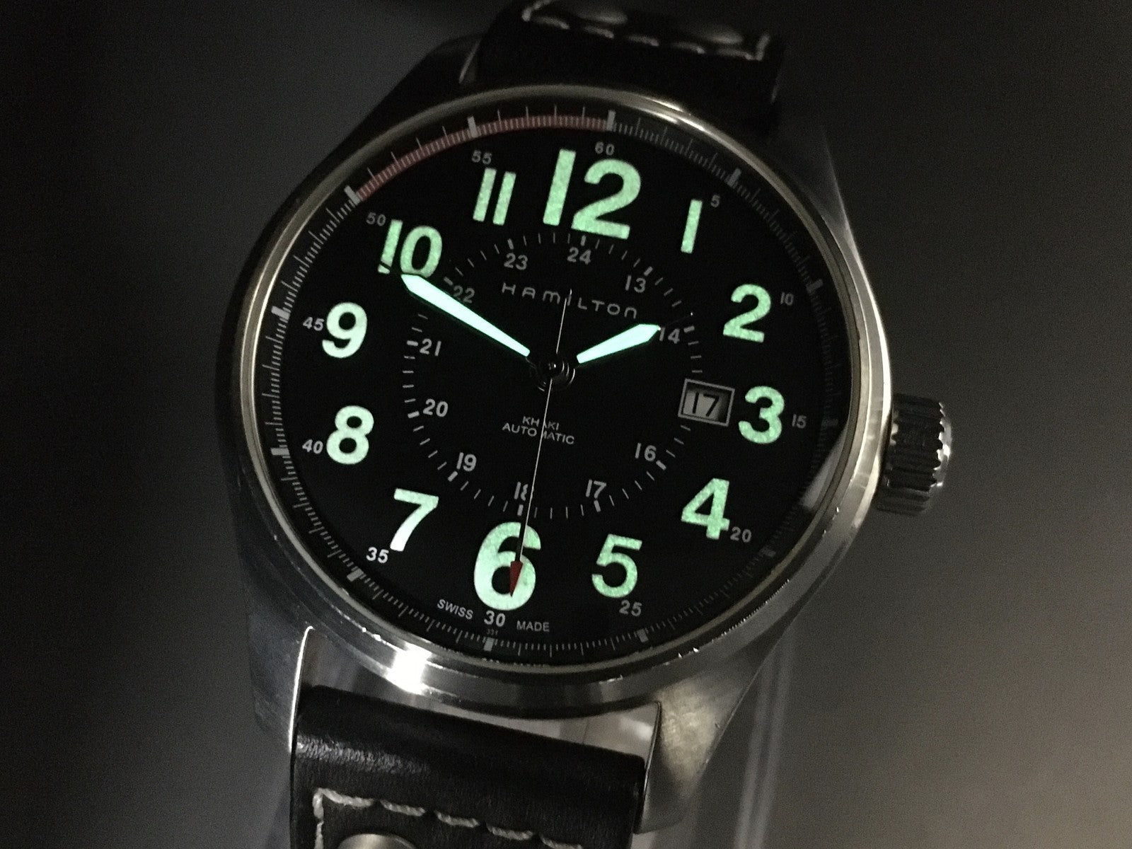 Hamilton Khaki Field H706150 Black Dial Automatic Date Men's Watch 43mm JAPAN