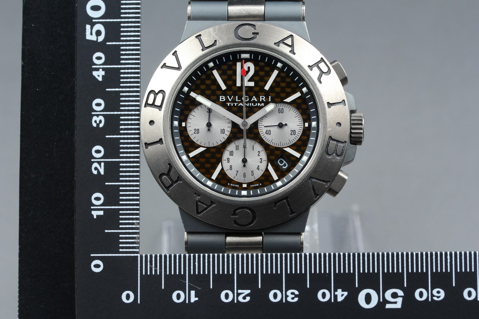 BVLGARI Diagono TI44TACH Automatic Chronograph Carbon Men's Watch 44mm JAPAN