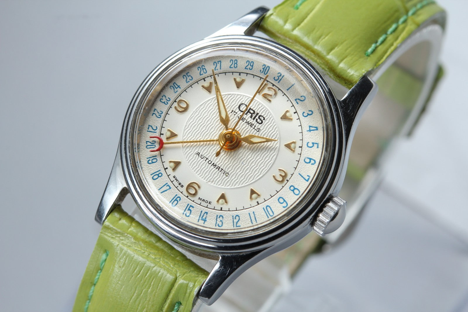 Vintage Oris Pointer Date 7405 Silver Automatic Date 26mm Women's Watch JP Exc+5