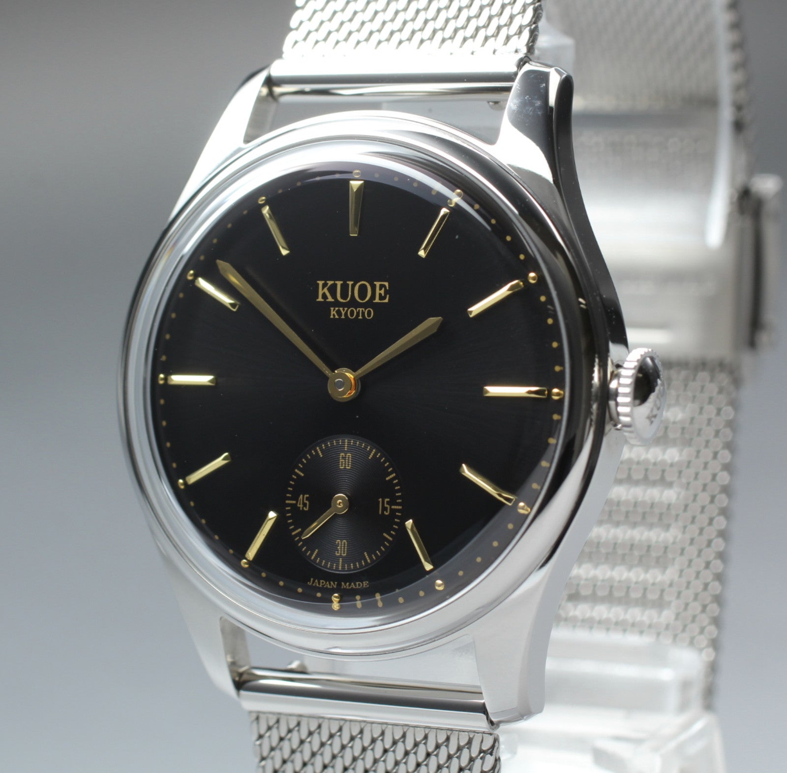 KUOE KYOTO OLD SMITH 90-001 34mm Silver Black Quartz Men's Watch JAPAN