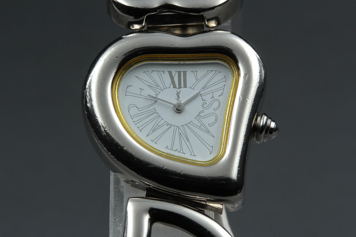 Yves Saint Laurent Heart Silver 4520-H15556 24mm Women's Watch Quartz Vintage