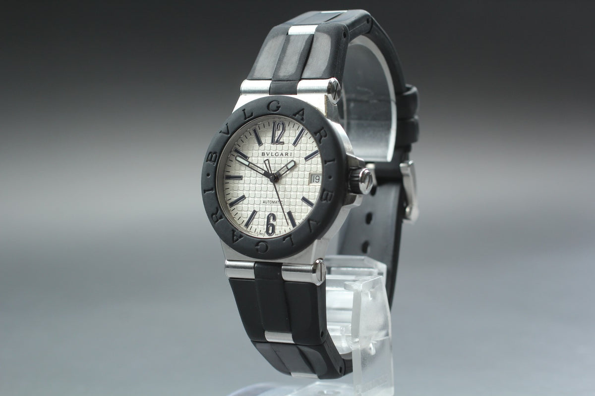 BVLGARI Diagono DG35SV White Dial Automatic Date Men's Watch 35mm From JAPAN