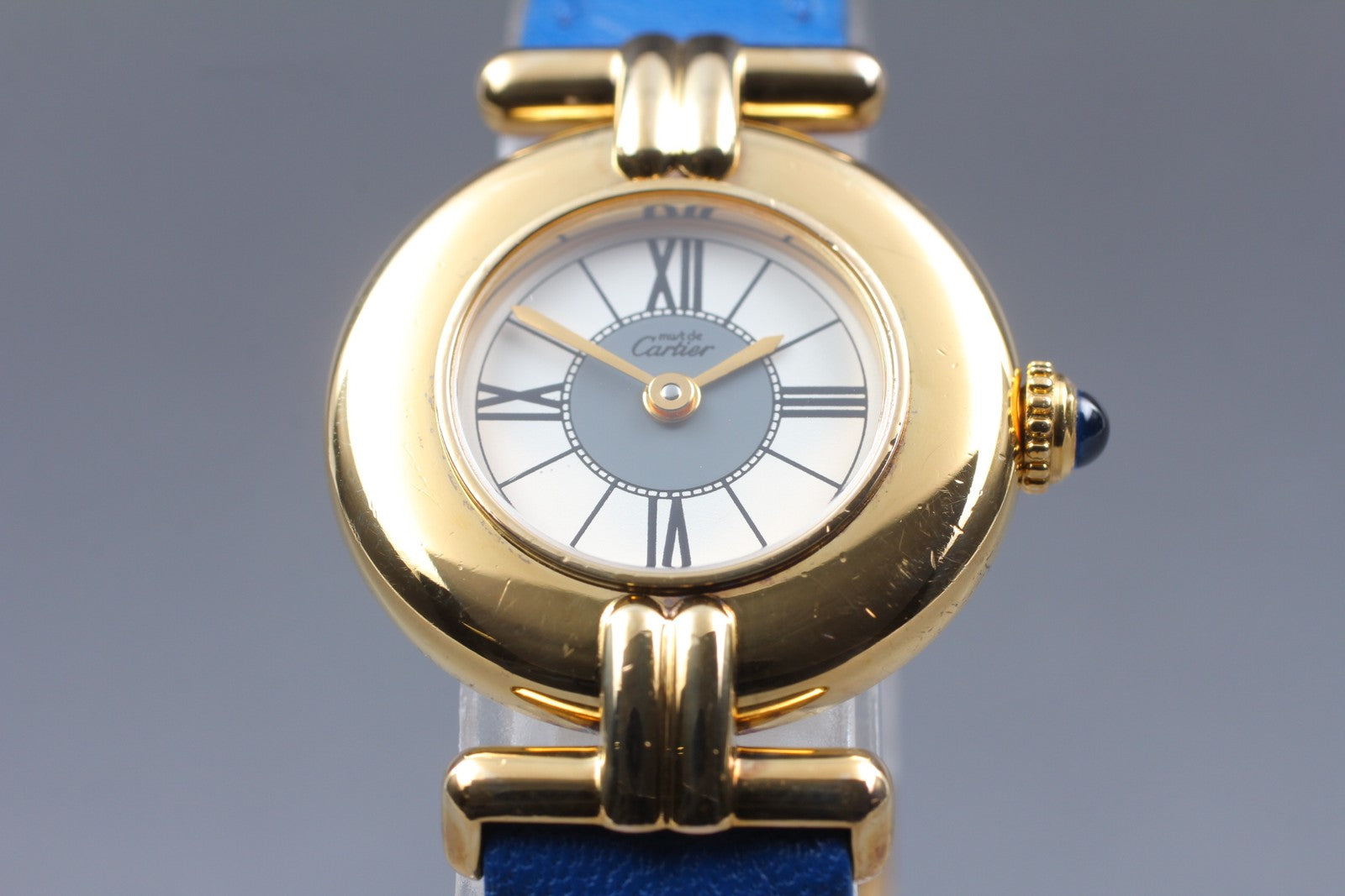 Vintage [Exc+5] Cartier Must Colisee Vermeil 590002 Blue Women's Quartz Watch