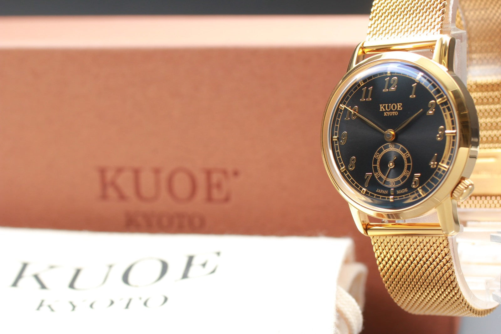 [N MINT Box] KUOE KYOTO OLD SMITH 90-007﻿ Gold Black Automatic Men's Watch JAPAN
