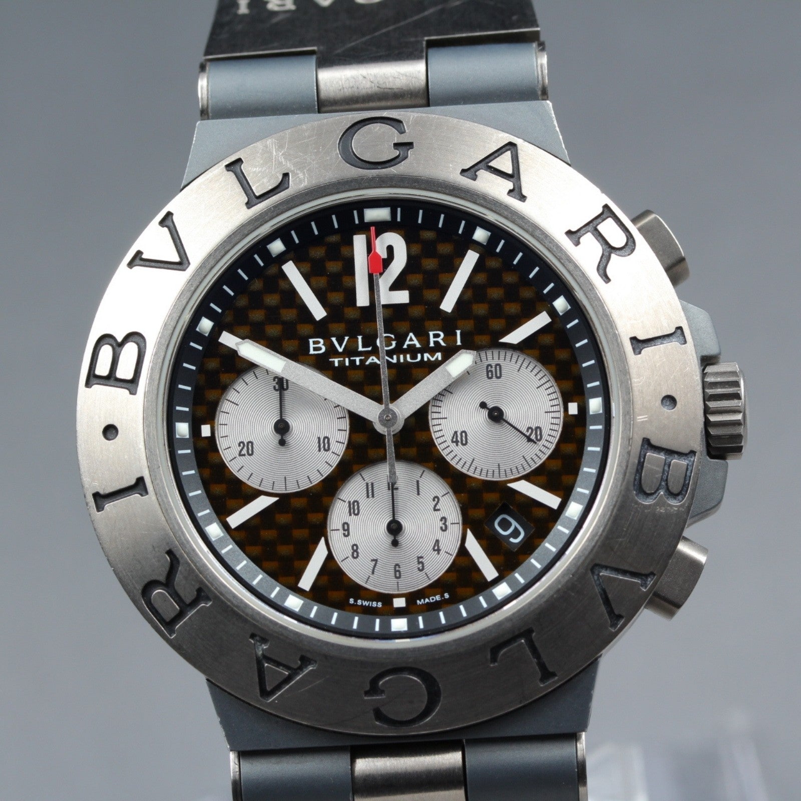 BVLGARI Diagono TI44TACH Automatic Chronograph Carbon Men's Watch 44mm JAPAN