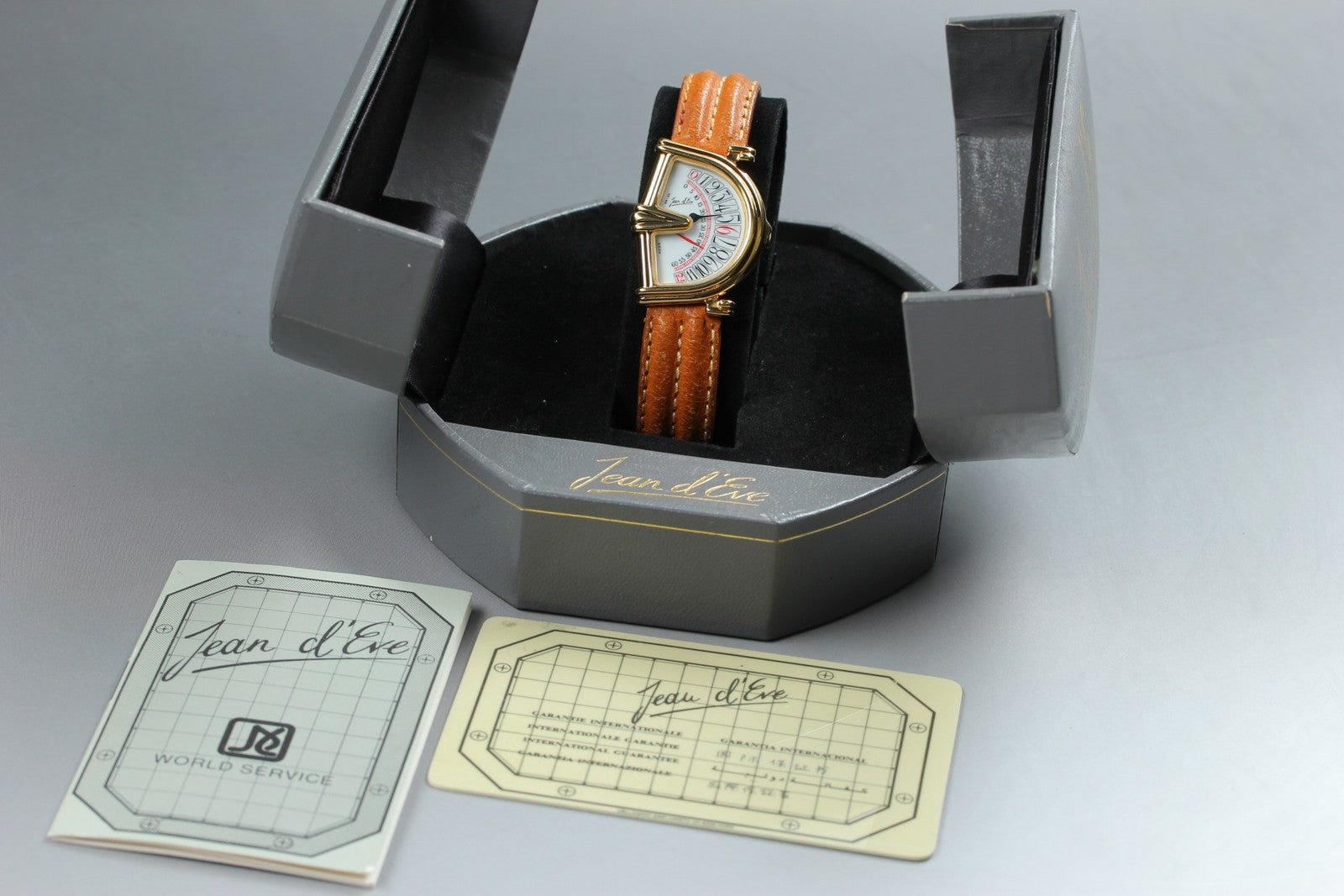 Jean d'eve Sectora Gold 25mm Gold Brown Women's Quartz Watch Vintage [Box]
