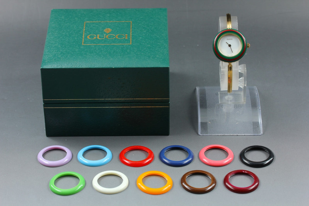 New Batt GUCCI Change Bezel 11/12.2 12Color Women's Quartz Watch 25mm From JAPAN