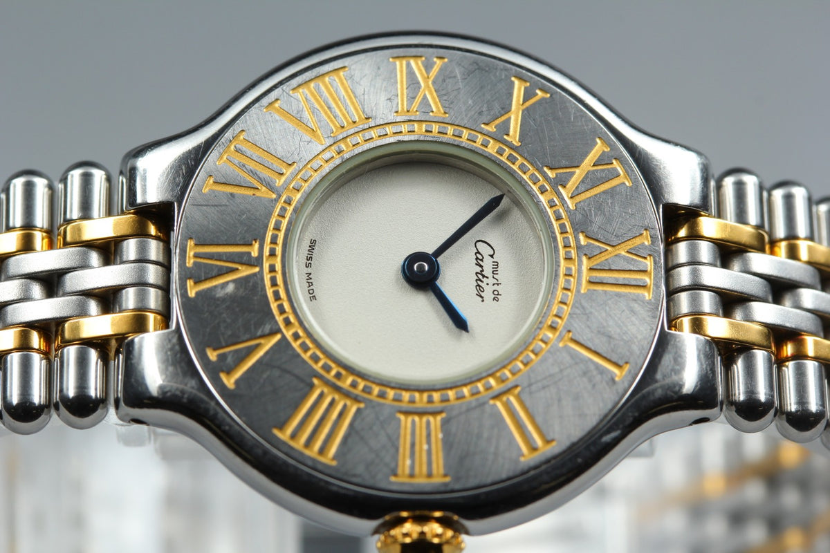 Cartier Must de Cartier 21 27mm Silver Gold Women's Quartz Watch Vintage [Pouch]