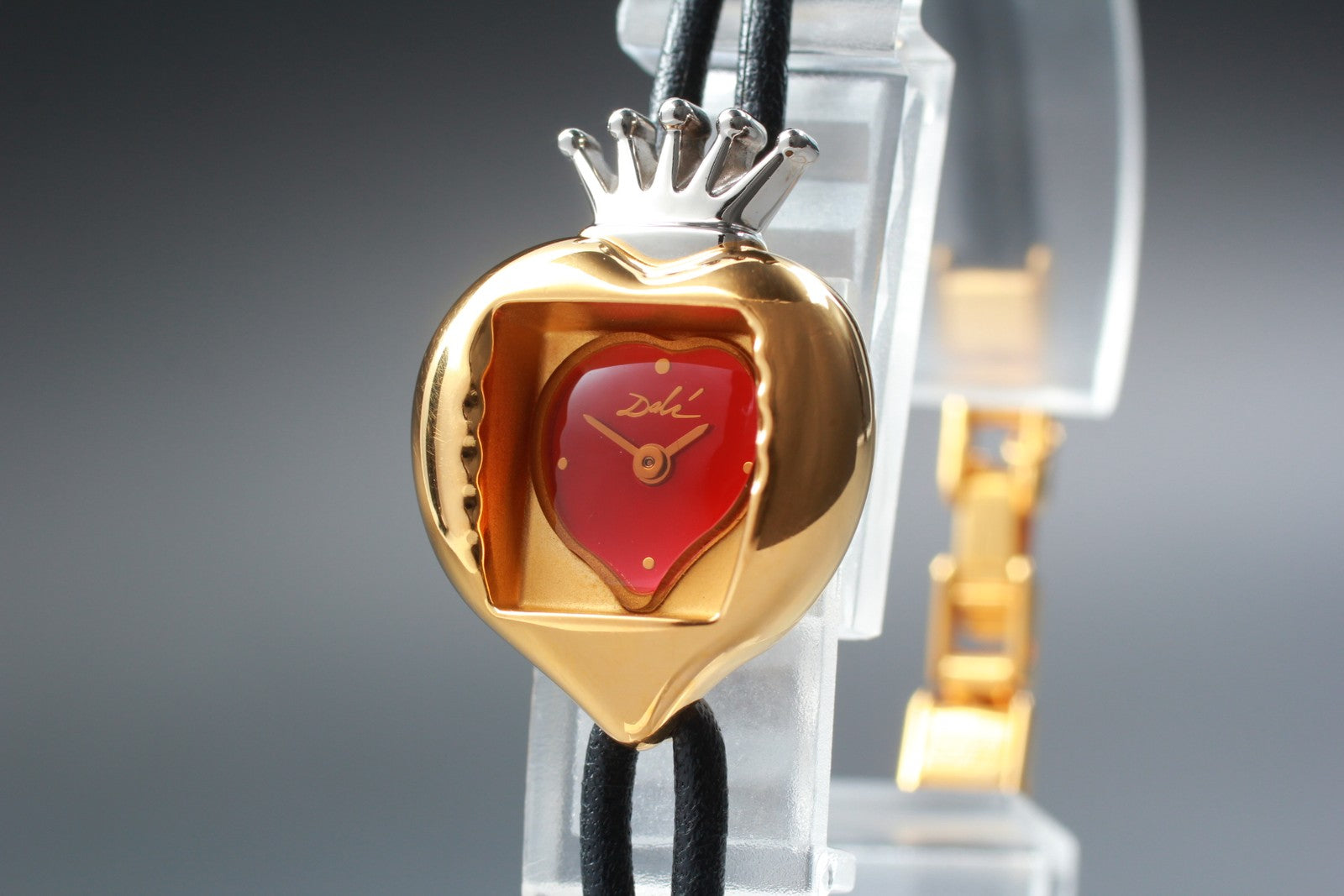 [Exc+5] Salvador Dali Royal Heart 19mm Gold Red Dial Women's Quartz Watch JAPAN