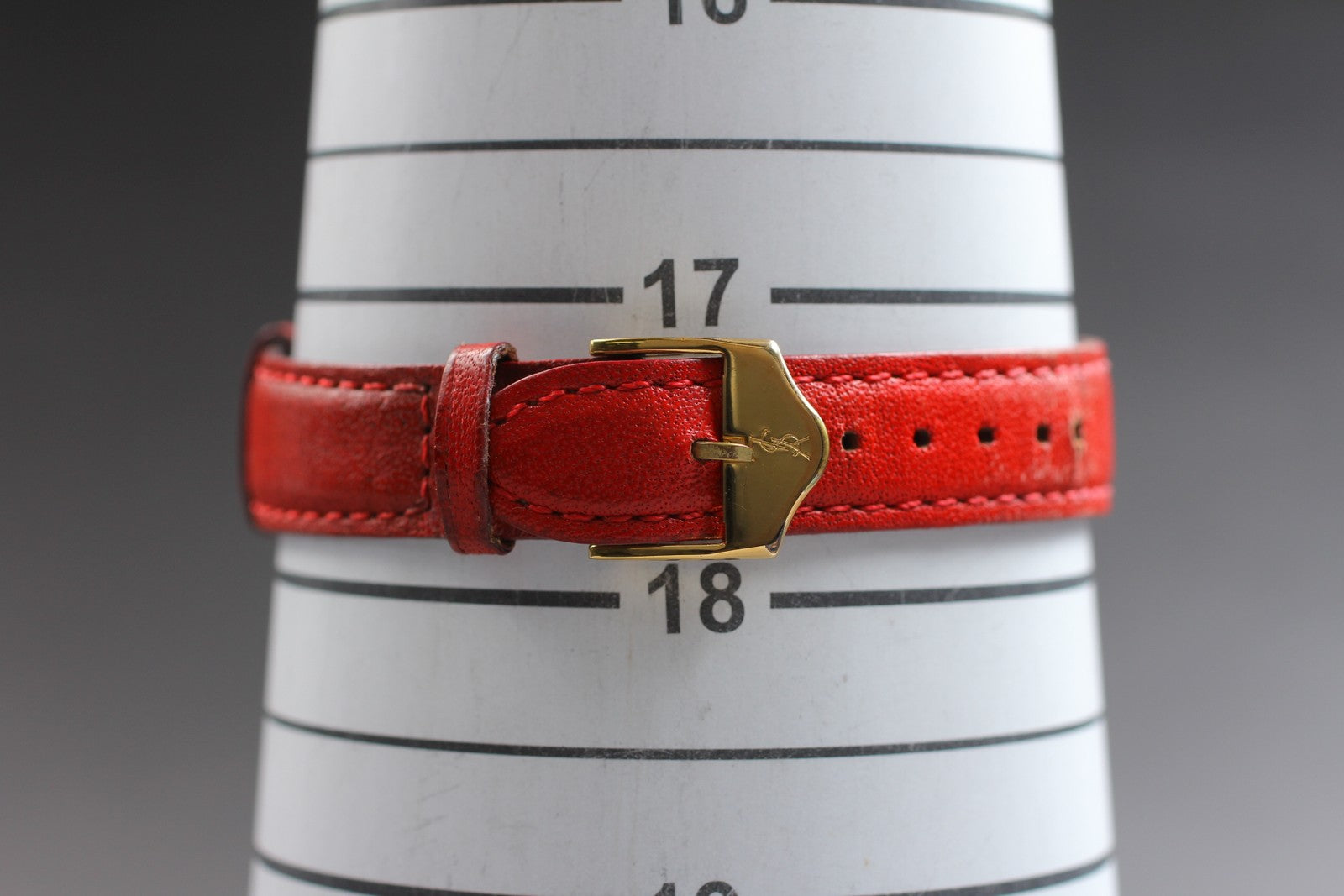 Overhauled [Exc+4] Yves Saint Laurent Heart Gold Red 30mm Women's Watch Quartz