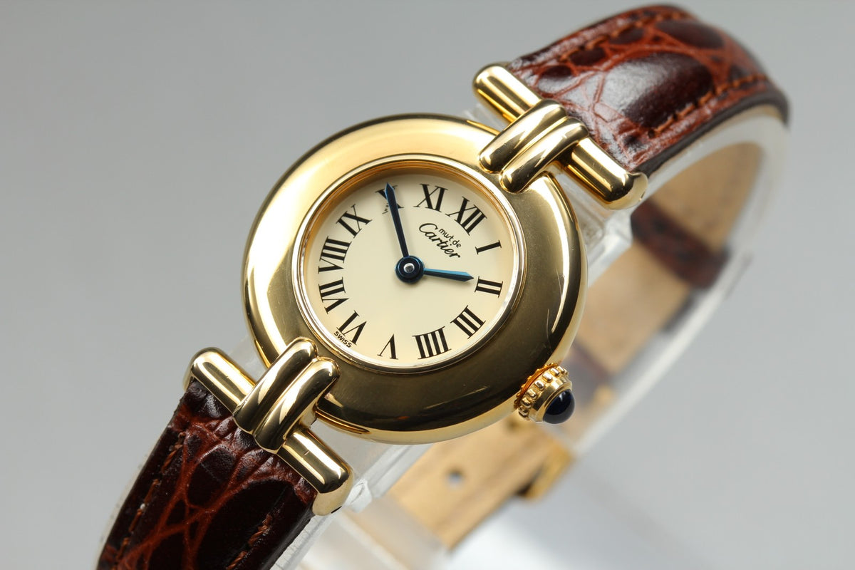 Cartier Must Colisee Vermeil 590002 Brown Gold Women's Quartz Watch Vintage