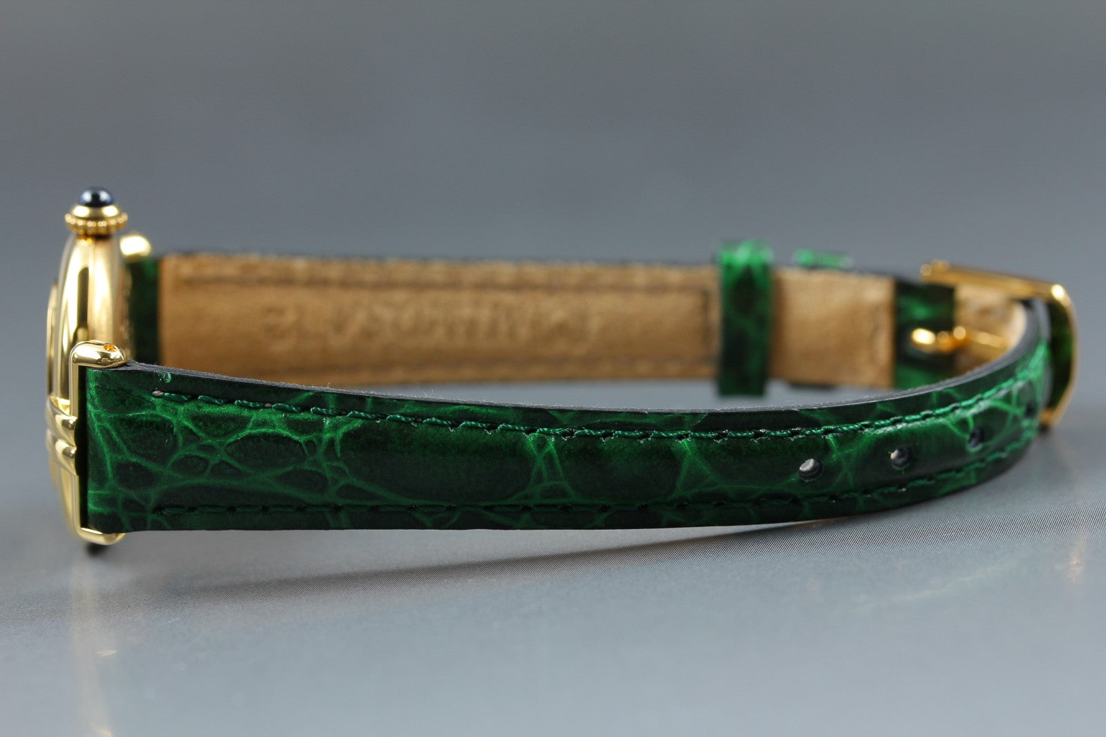 Vintage Cartier Must Colisee Vermeil 590002 Green Gold Women's Qz Watch [Box]