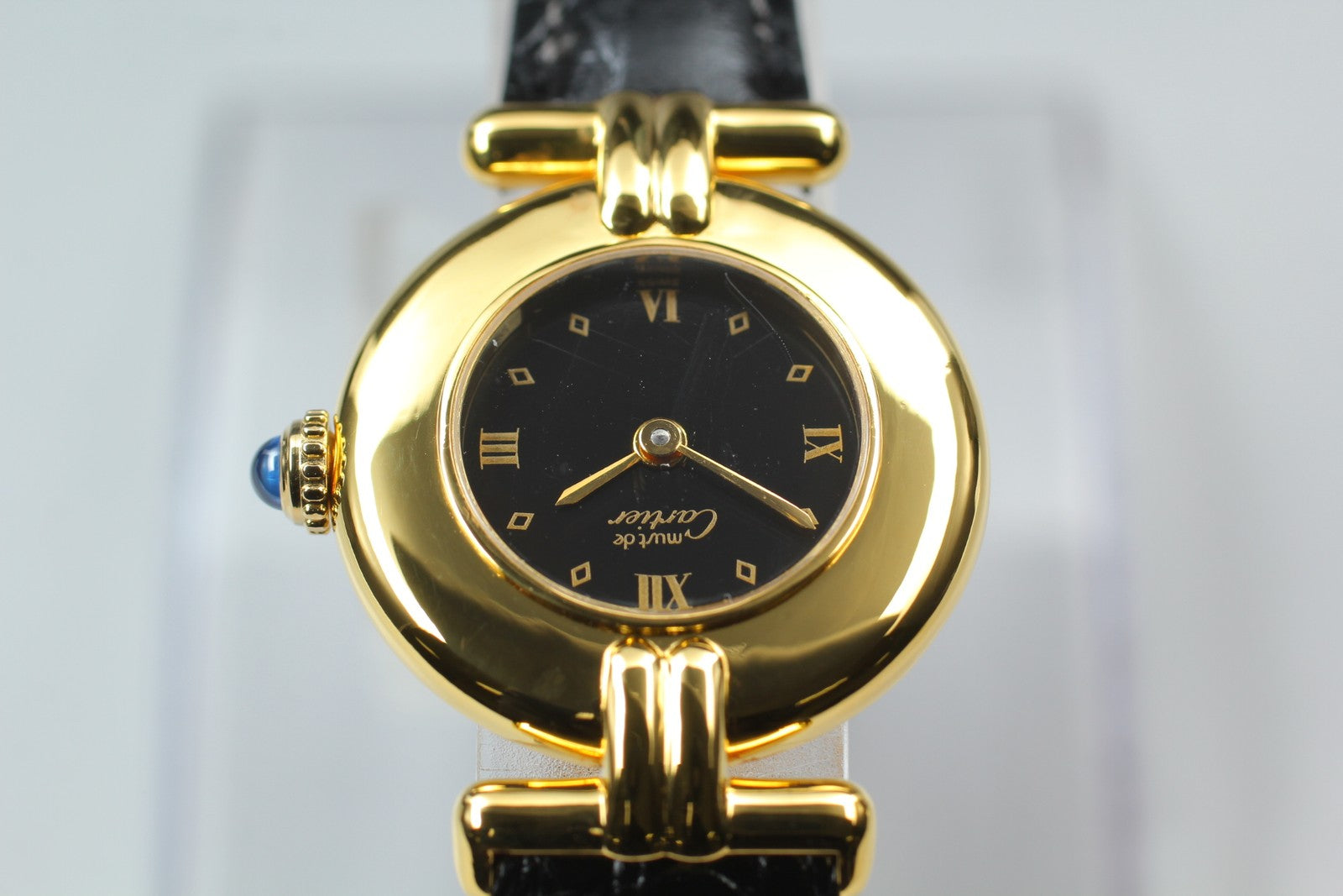 Vintage [Near MINT] Cartier Must Colisee Vermeil 590002 Black Women's Qz Watch