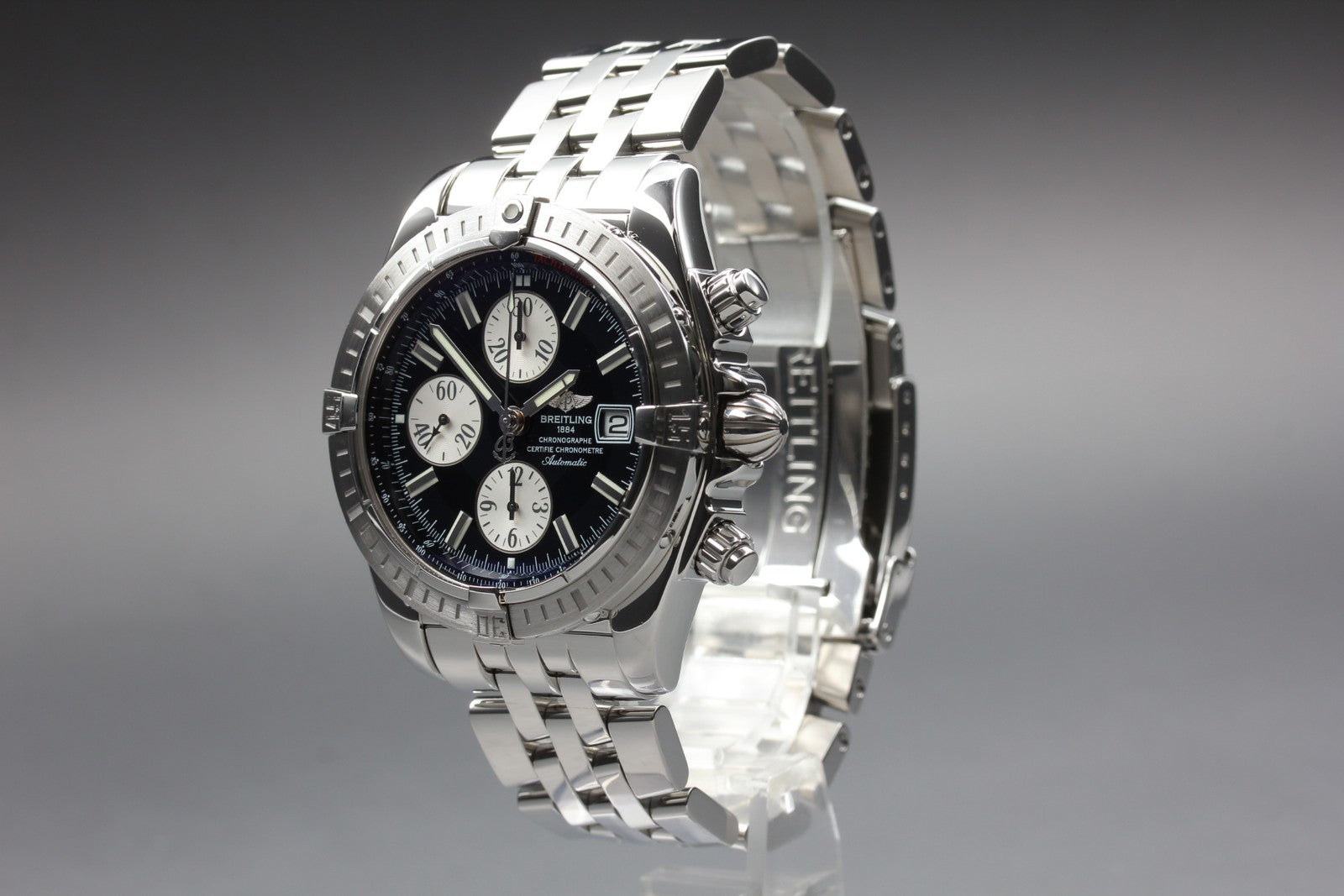 BREITLING Chronomat Evolution A13356 Chronograph Black AT 43mm Men's Watch [Box]