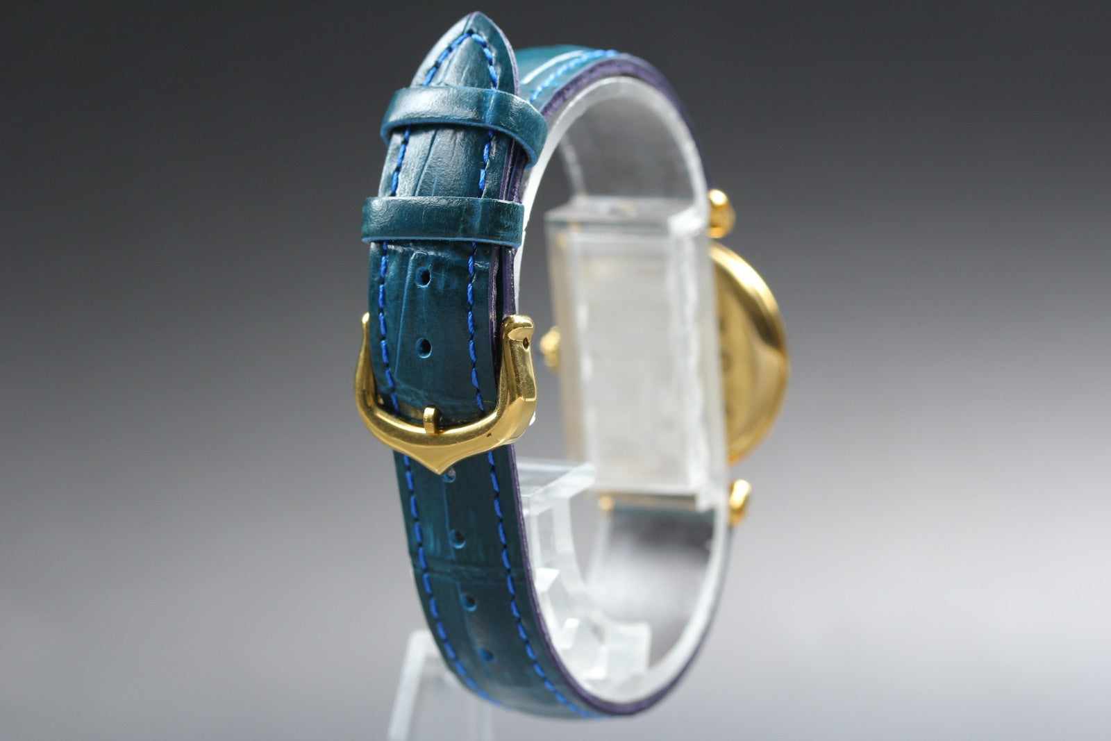 Vintage Cartier Must Colisee Vermeil 590002 Blue Gold Women's Quartz Watch