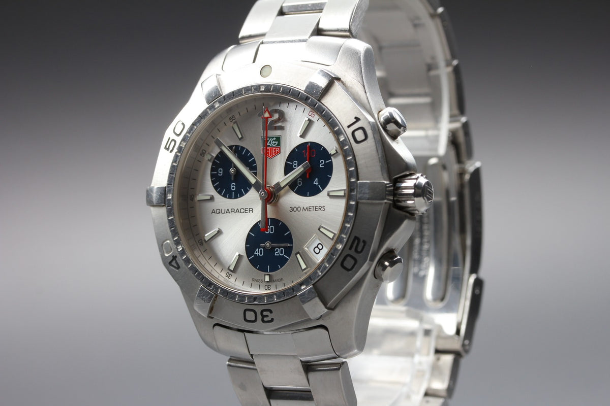 Tag Heuer Aquaracer 300m CAF1110 Chronograph Silver Quartz Men's Watch 42mm JP