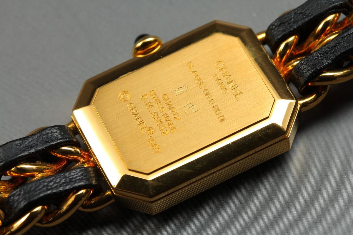 CHANEL Premiere L Size Black Dial Gold 20mm Quartz Women's Watch Vintage [Box]
