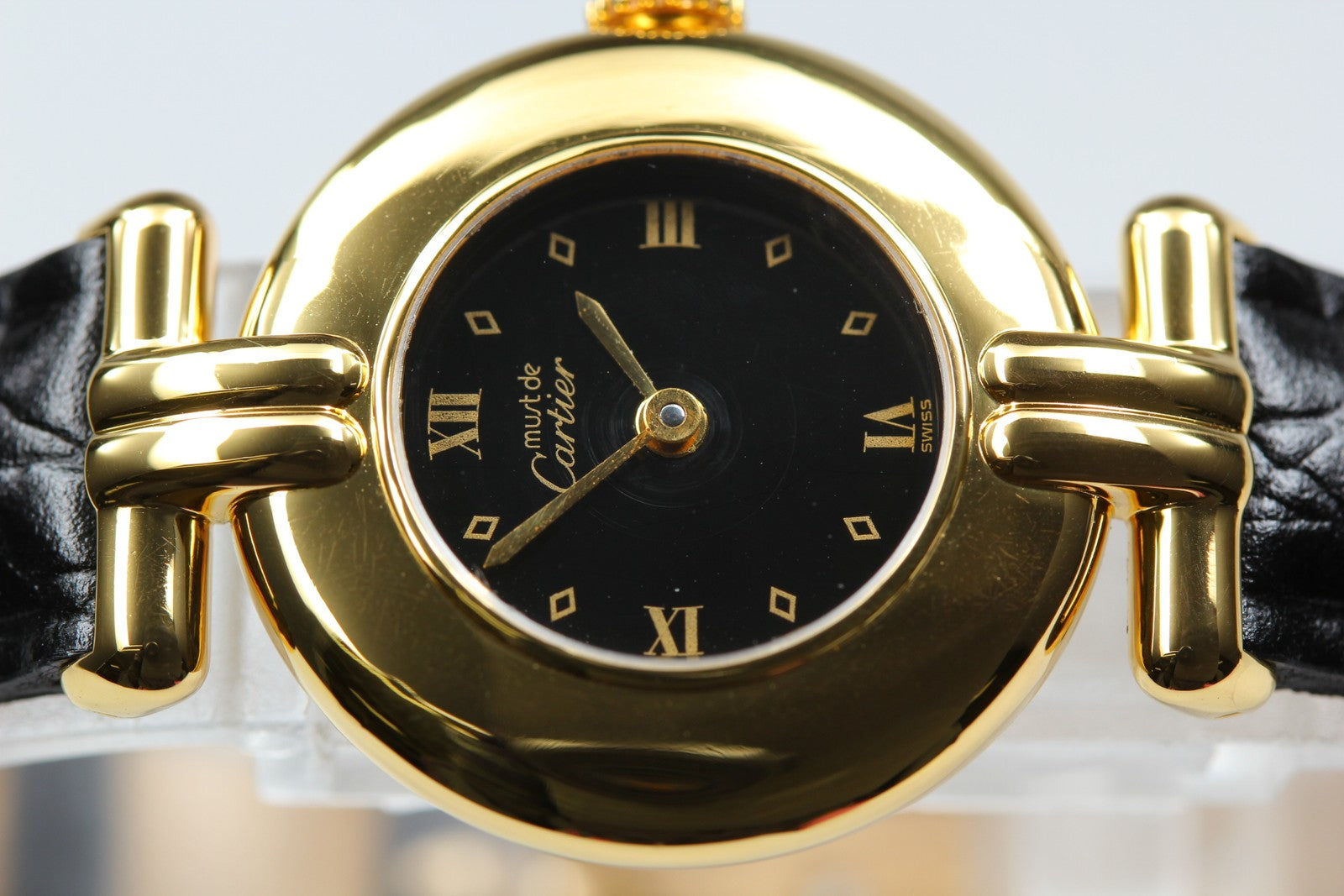 Cartier Must Colisee Vermeil 590002 Black Gold Women's Quartz Watch Vintage