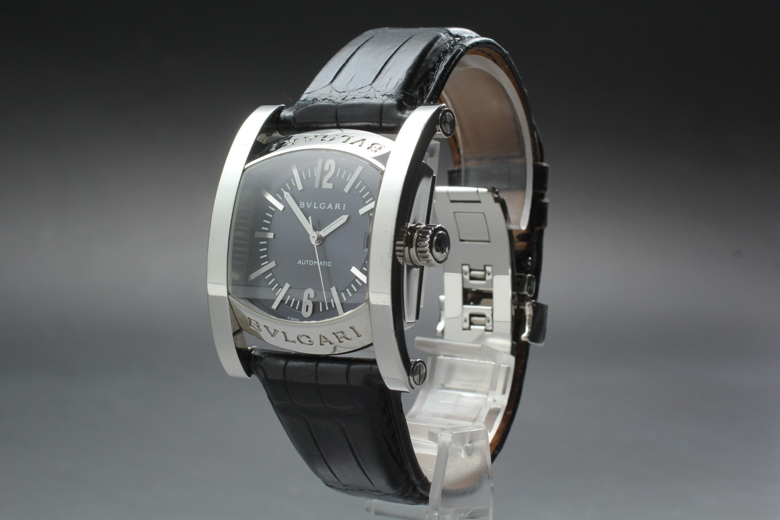 N MINT*Box BVLGARI Assioma AA44S Black Automatic Men's Watch 34mm From JAPAN
