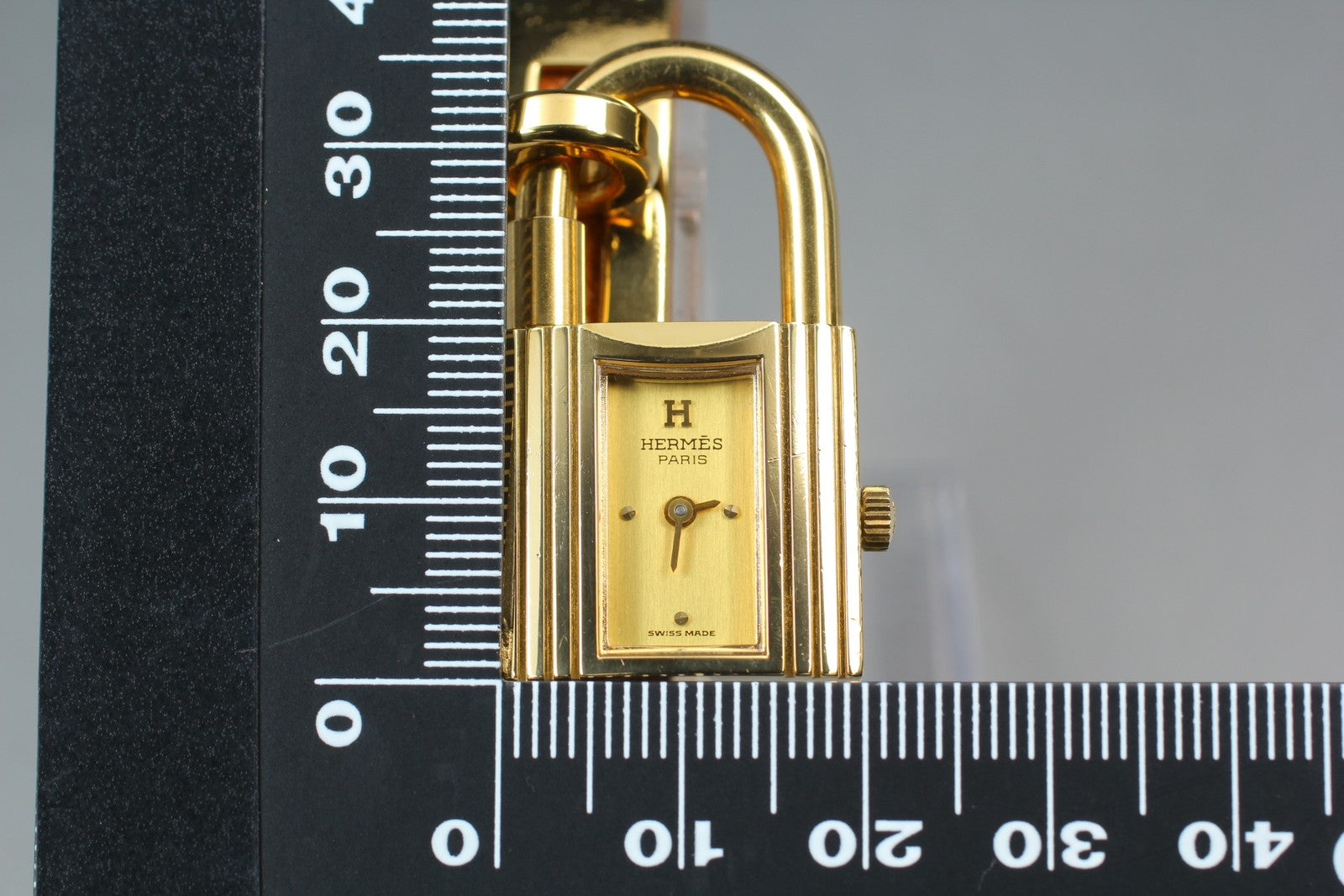 Vintage HERMES Kelly Watch Gold Brown Leather "U" Woman's Quartz Watch [Box]
