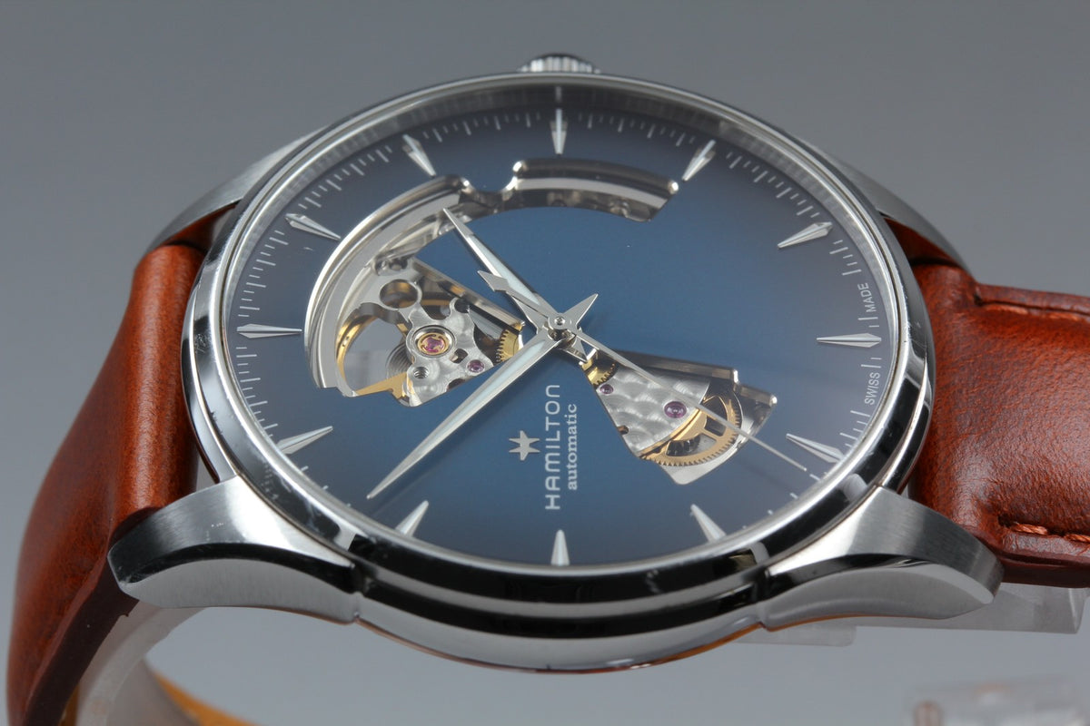 HAMILTON Jazzmaster Open Heart H326750 Blue Brown 39mm AT Men's Watch [Box]