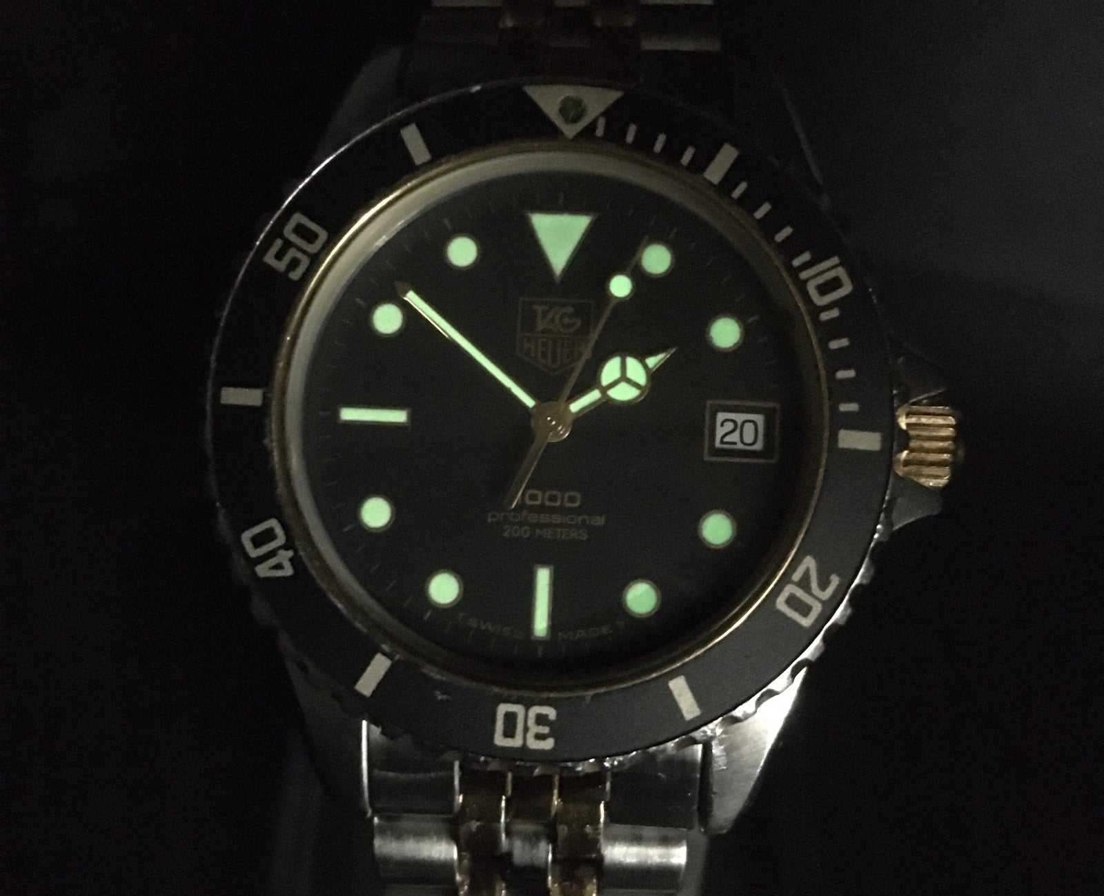 TAG Heuer 1000 PROFESSIONAL 980.020L Quartz Black Dial Men's Watch 37mm Exc+4