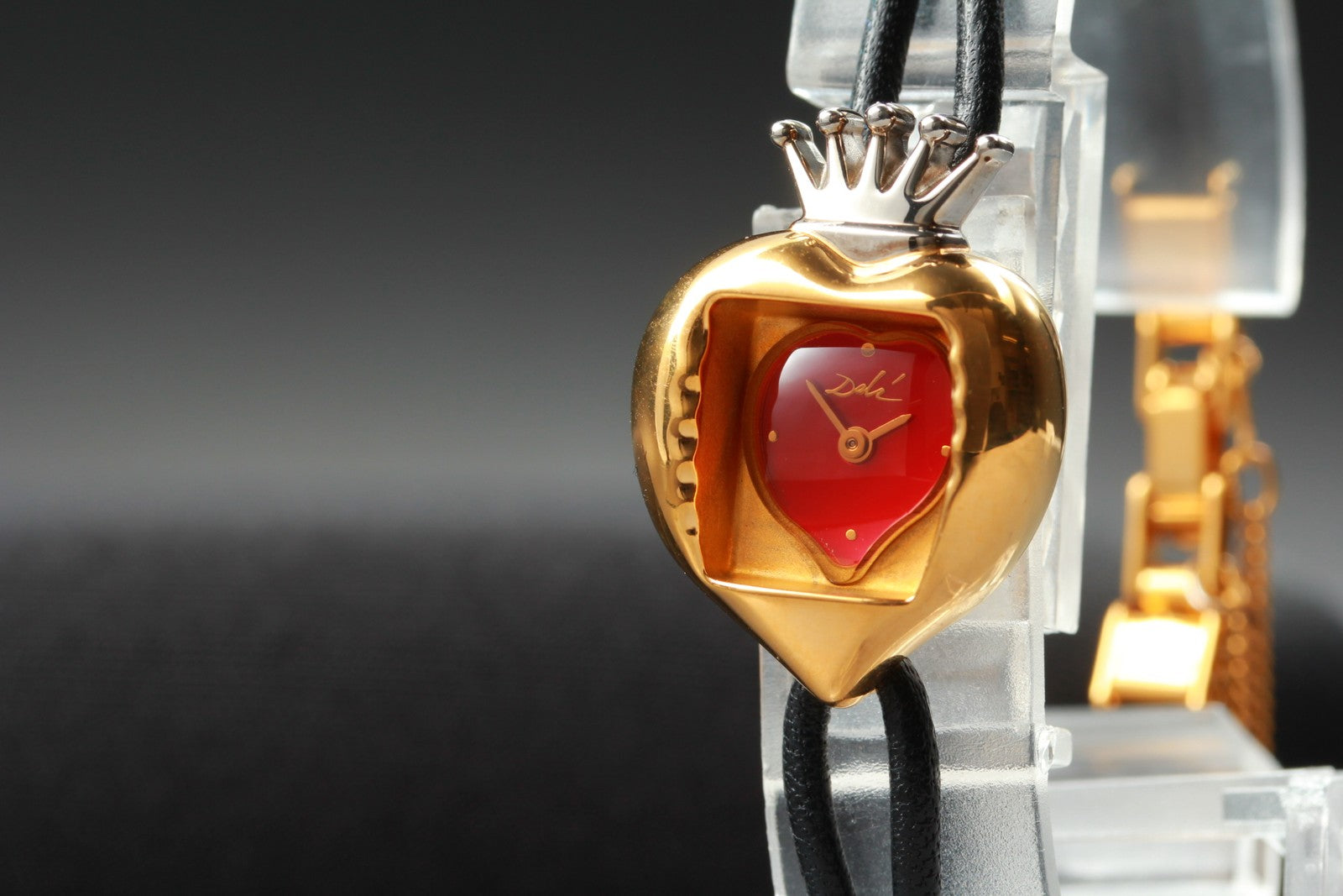 [Exc+5] Salvador Dali Royal Heart 19mm Gold Red Dial Women's Quartz Watch JAPAN