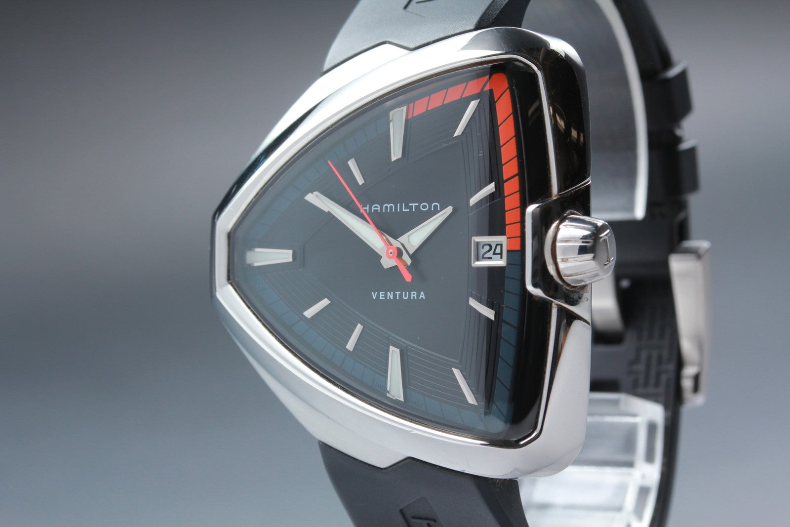New Batt Hamilton Ventura Elvis80 H245510 Black Date Quartz Men's Watch 41mm JP