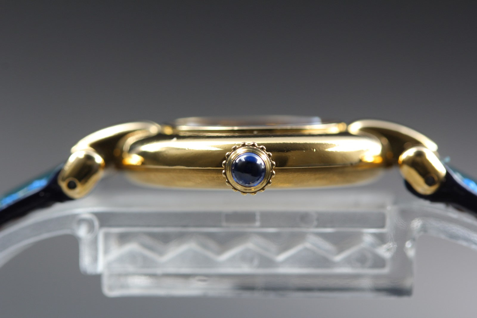 Vintage Cartier Must Colisee Vermeil 590002 Blue White Dial Women's Qz Watch