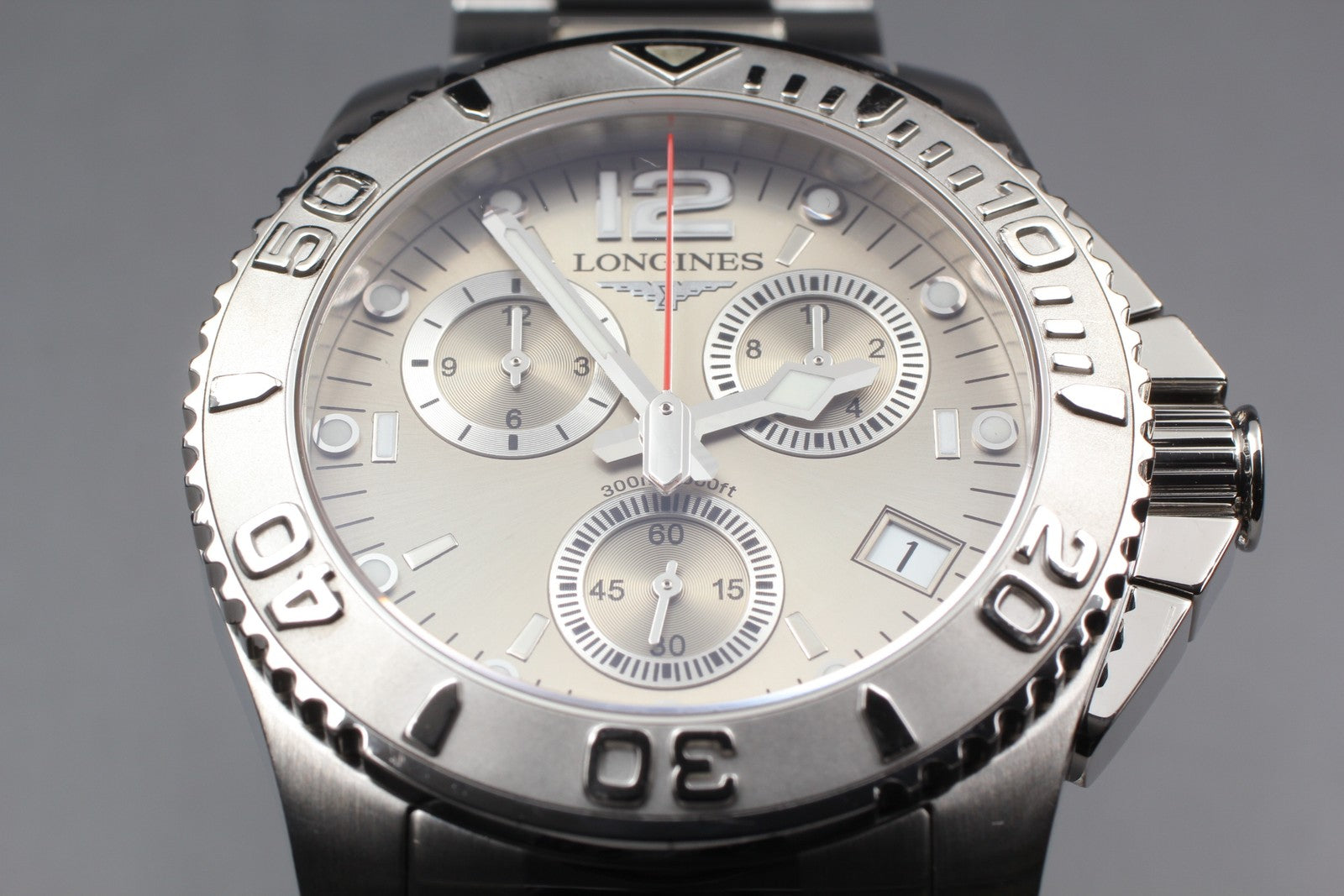 [Exc+5] LONGINES HydroConquest L3.672.4 Silver 40mm Qz Chronograph Men's Watch