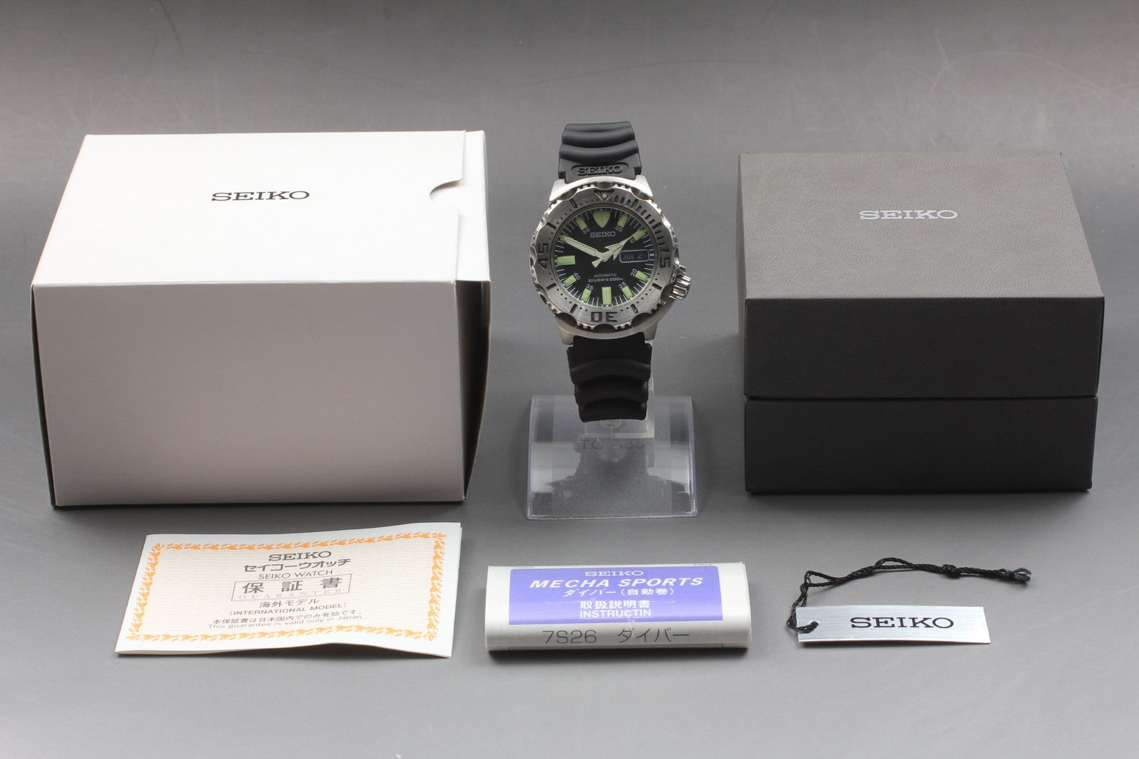 [Exc+5]Box SEIKO 7S26-0350 SKX779 Divers Black Monster Automatic Men's Watch JP